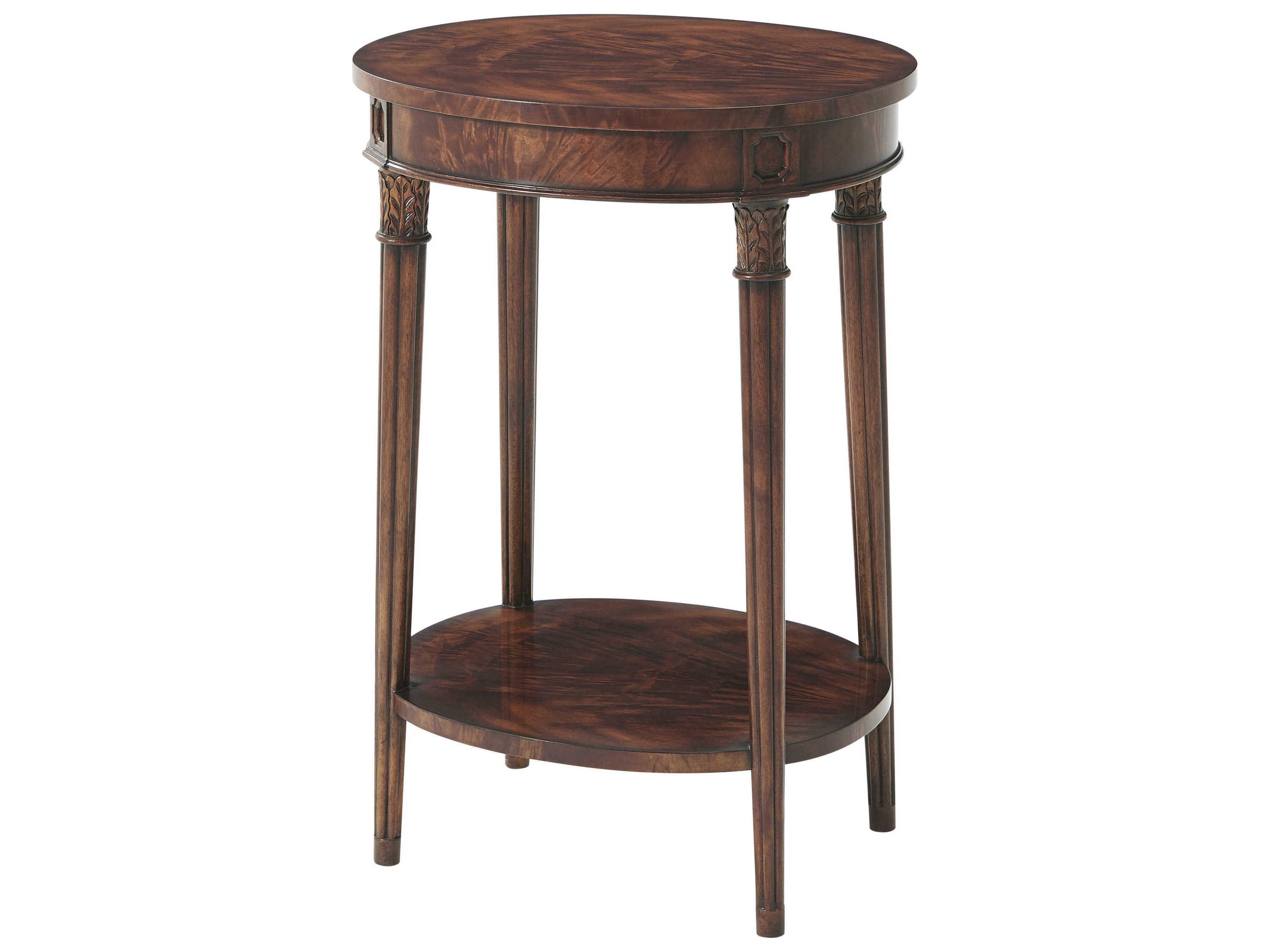 Essential Oval Wood Flame Figured Veneer Mahogany End Table