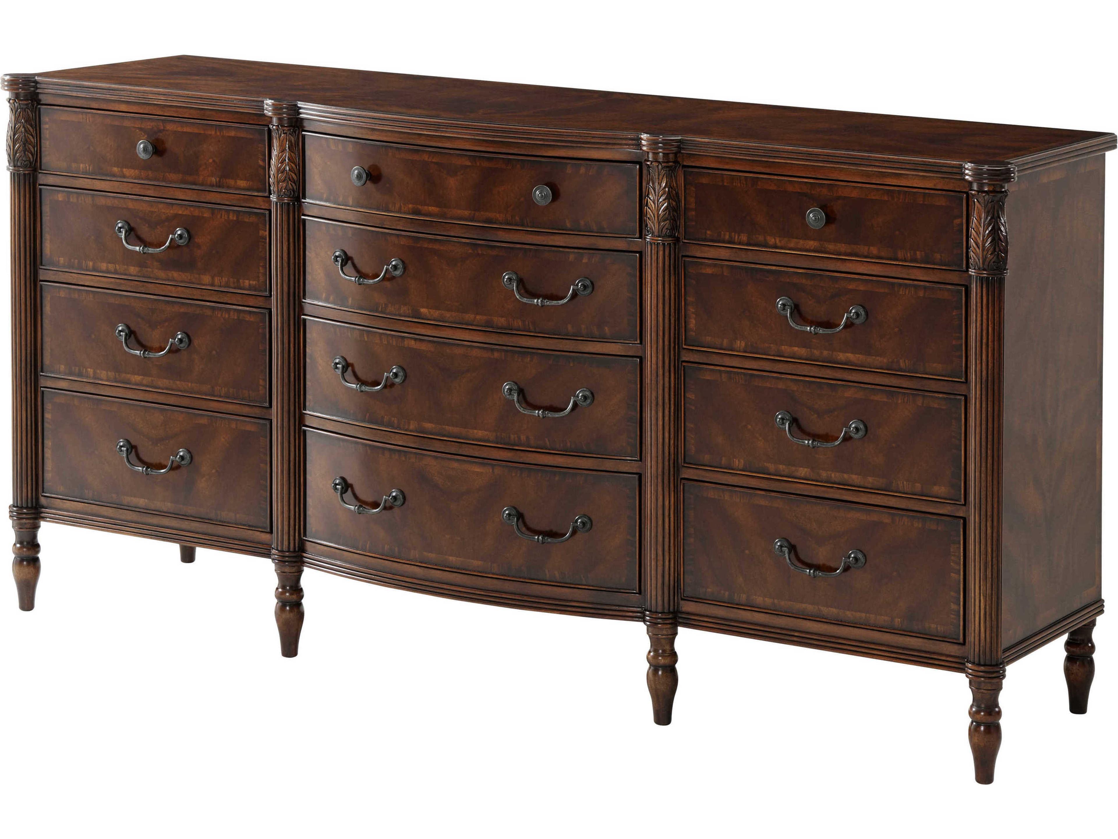 Essential Middleton 12-Drawers Brown Mahogany Wood Dresser