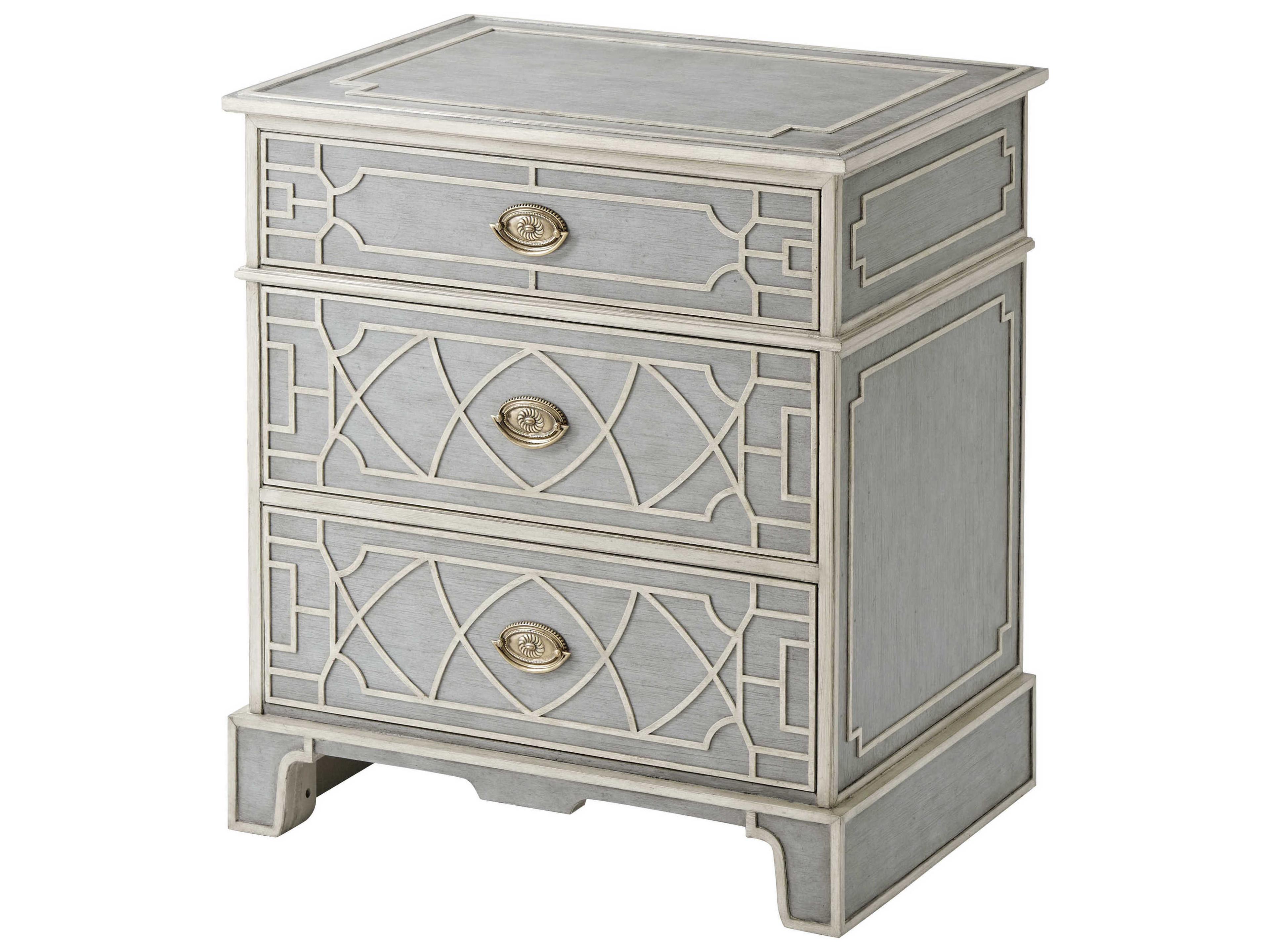 George Iii 3-Drawers Gray Beech Wood Nightstand