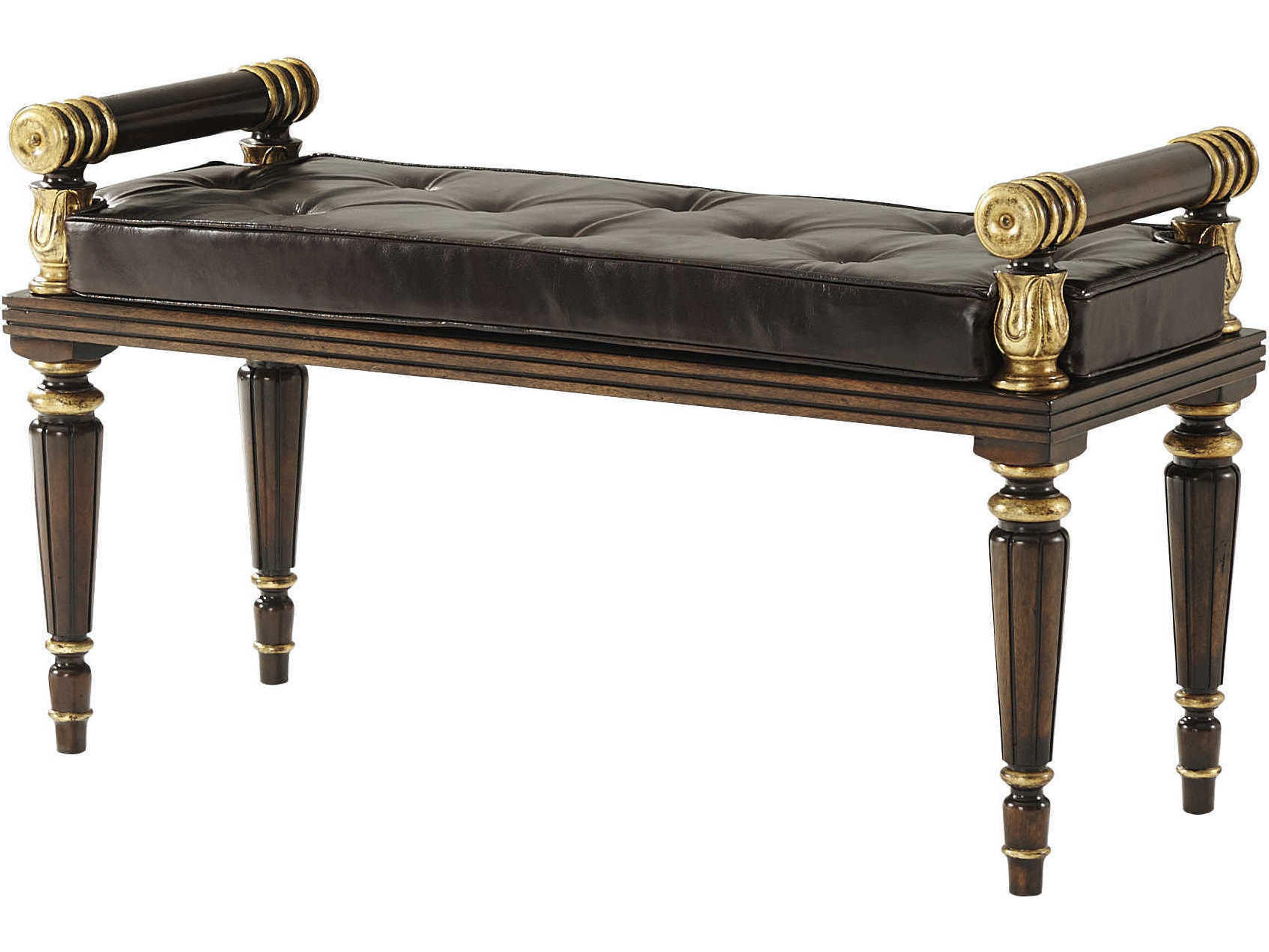 Rep.li.ca Mahogany Brown Leather Accent Bench