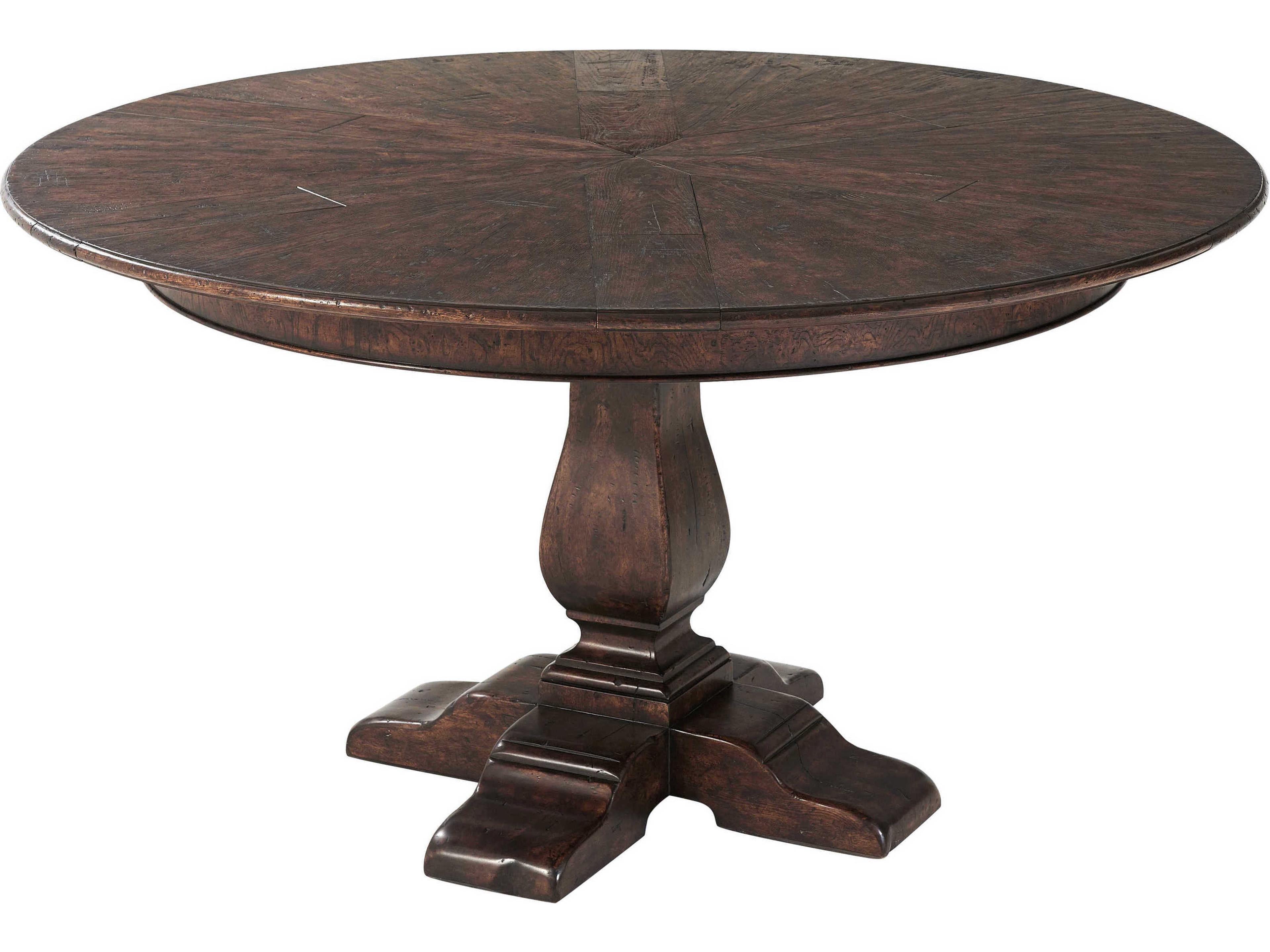 Victory Oak Round Wood Veneer Mahogany Dining Table