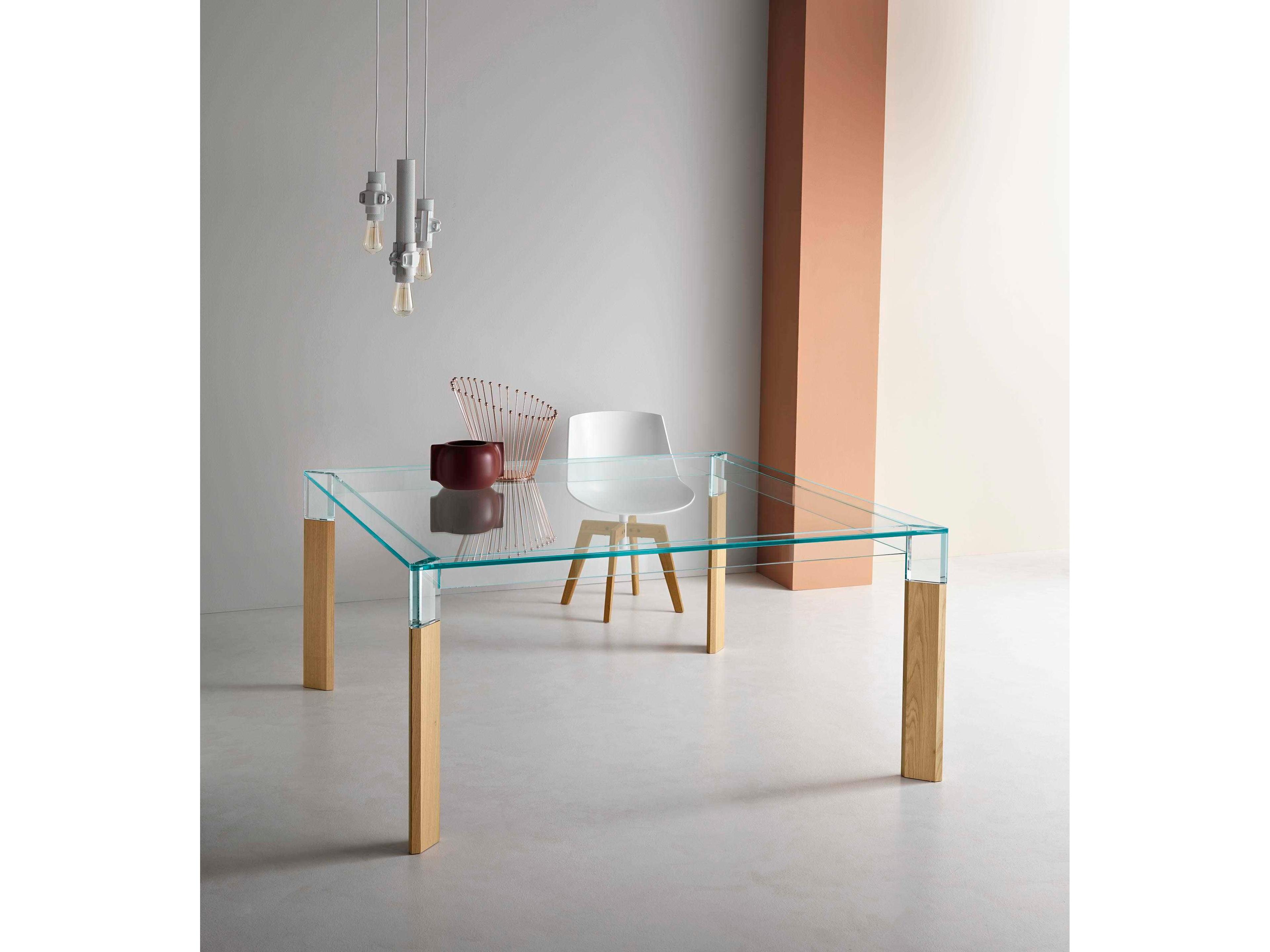 Perseo Square Dining Table Modern Glass