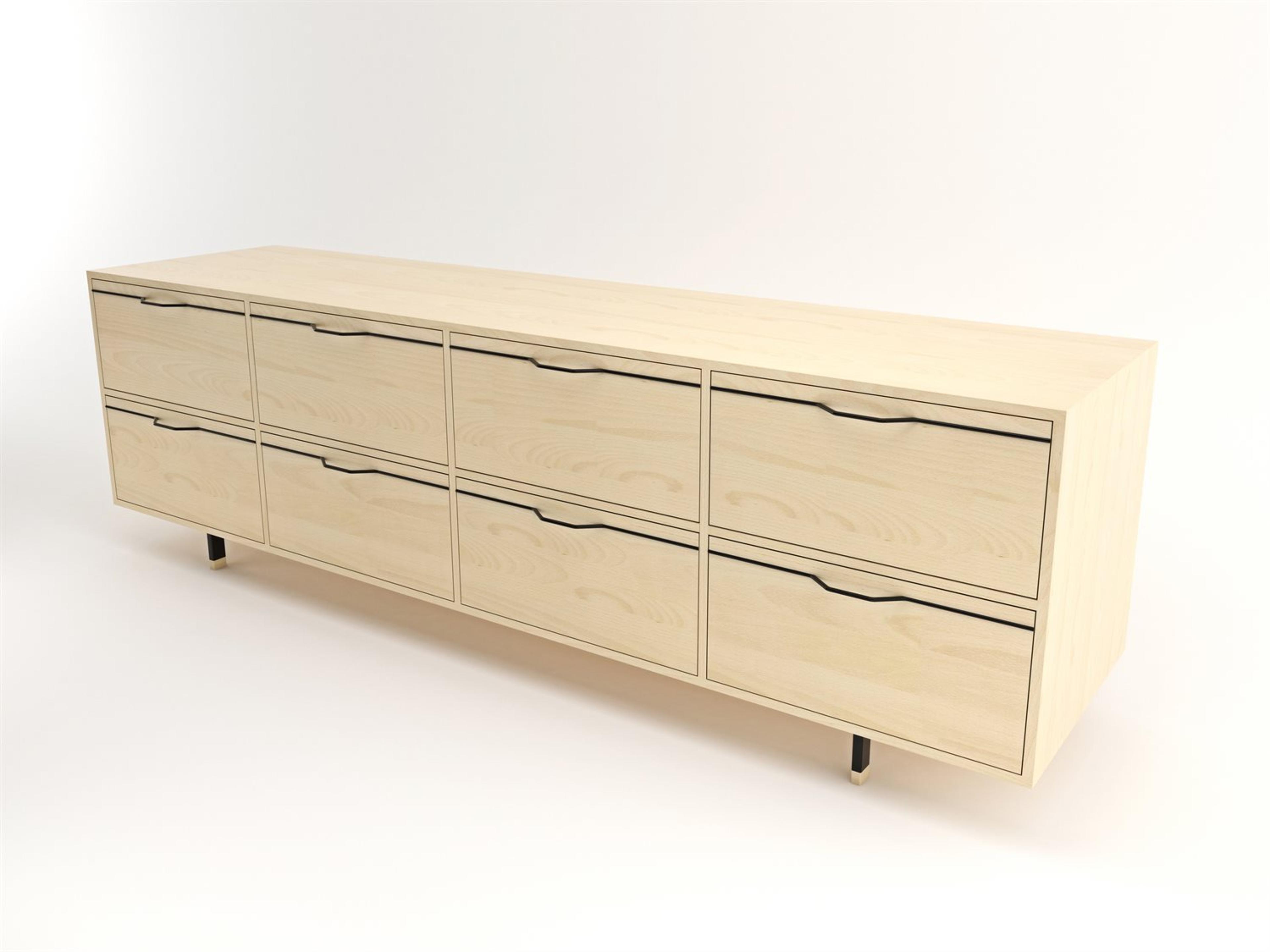 Chapman Storage Long 8-Drawers Beige Maple Wood Double Dresser