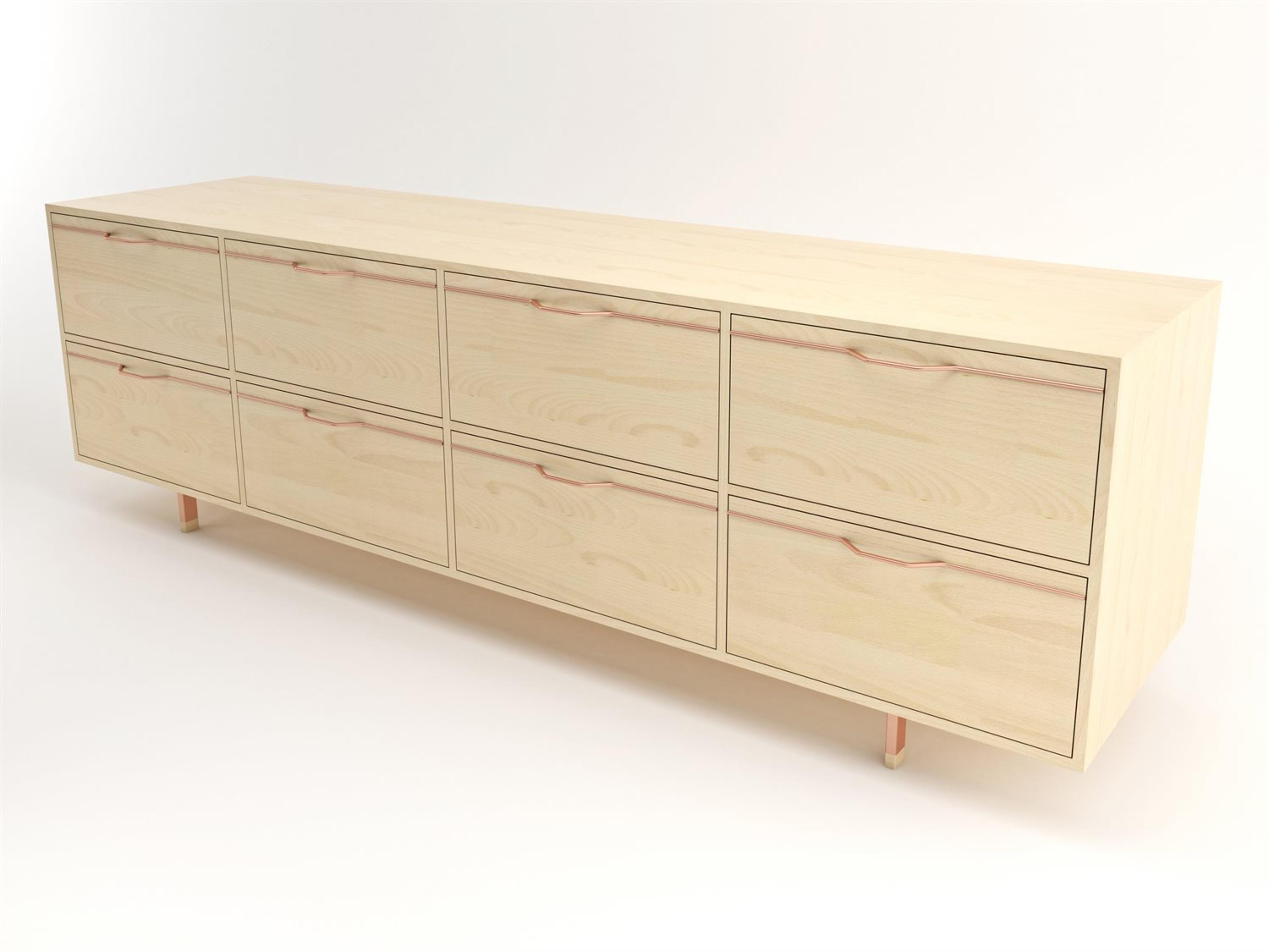 Chapman Storage Long 8-Drawers Beige Maple Wood Double Dresser