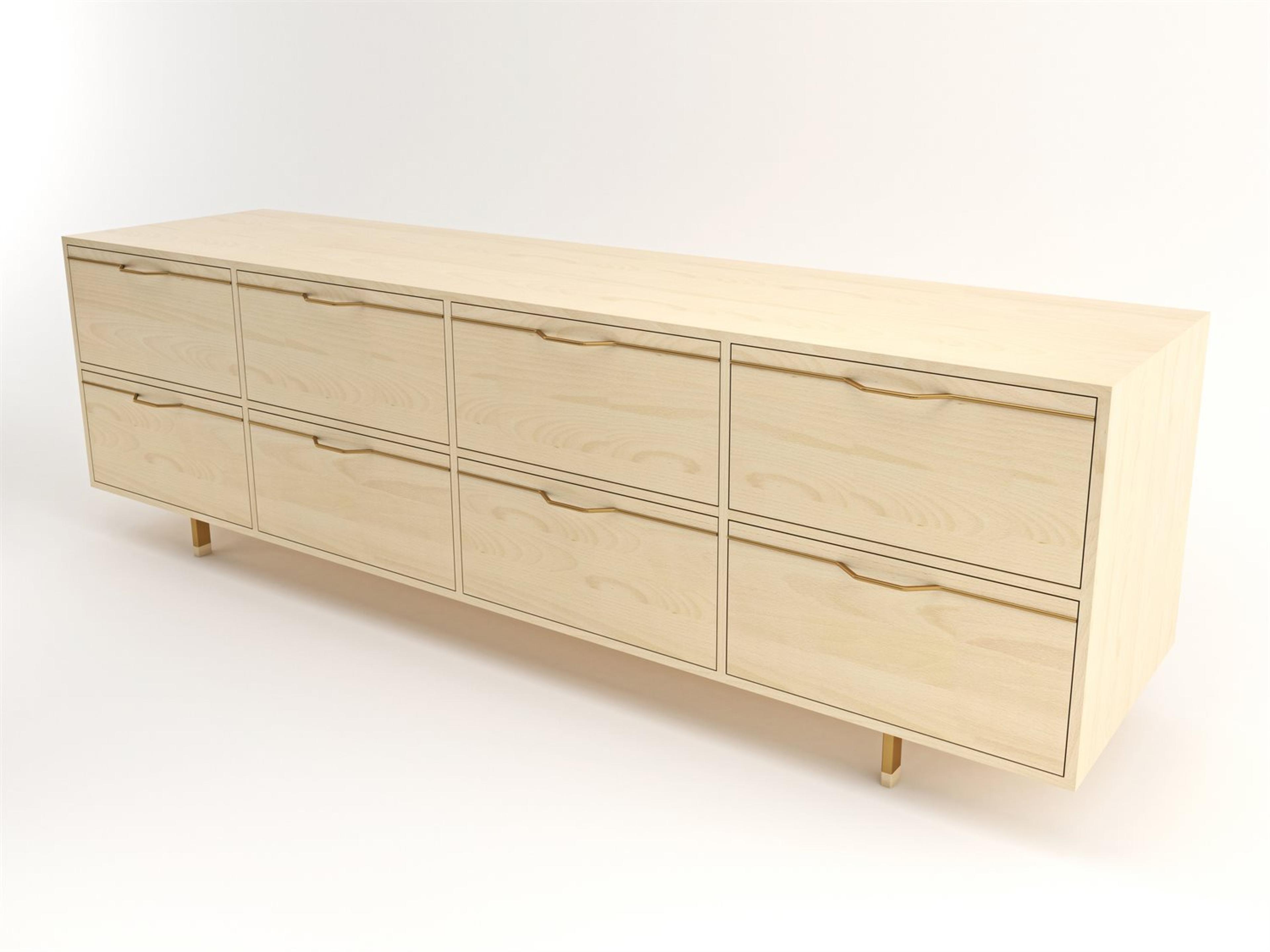Chapman Storage Long 8-Drawers Beige Maple Wood Double Dresser