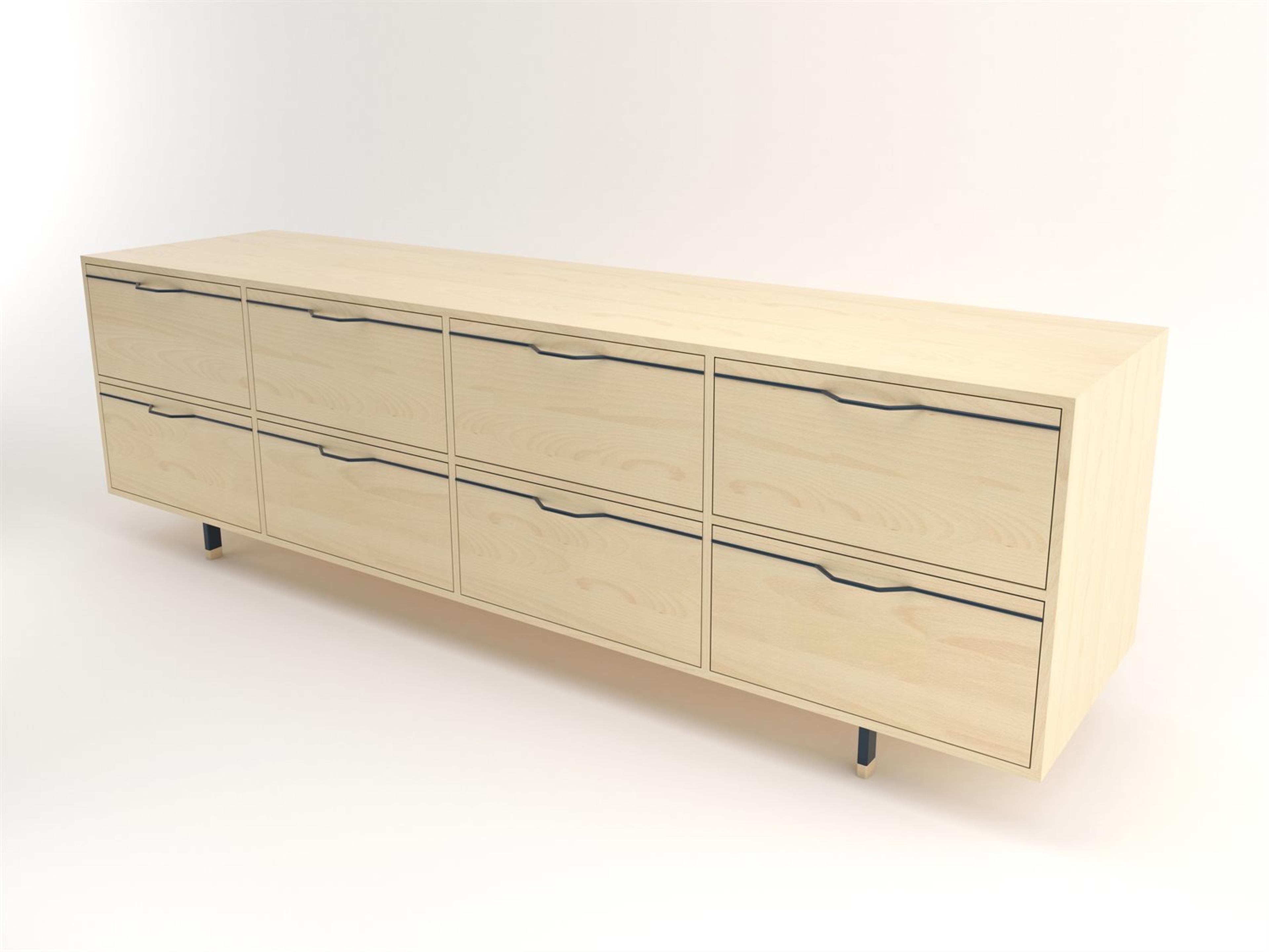 Chapman Storage Long 8-Drawers Beige Maple Wood Double Dresser