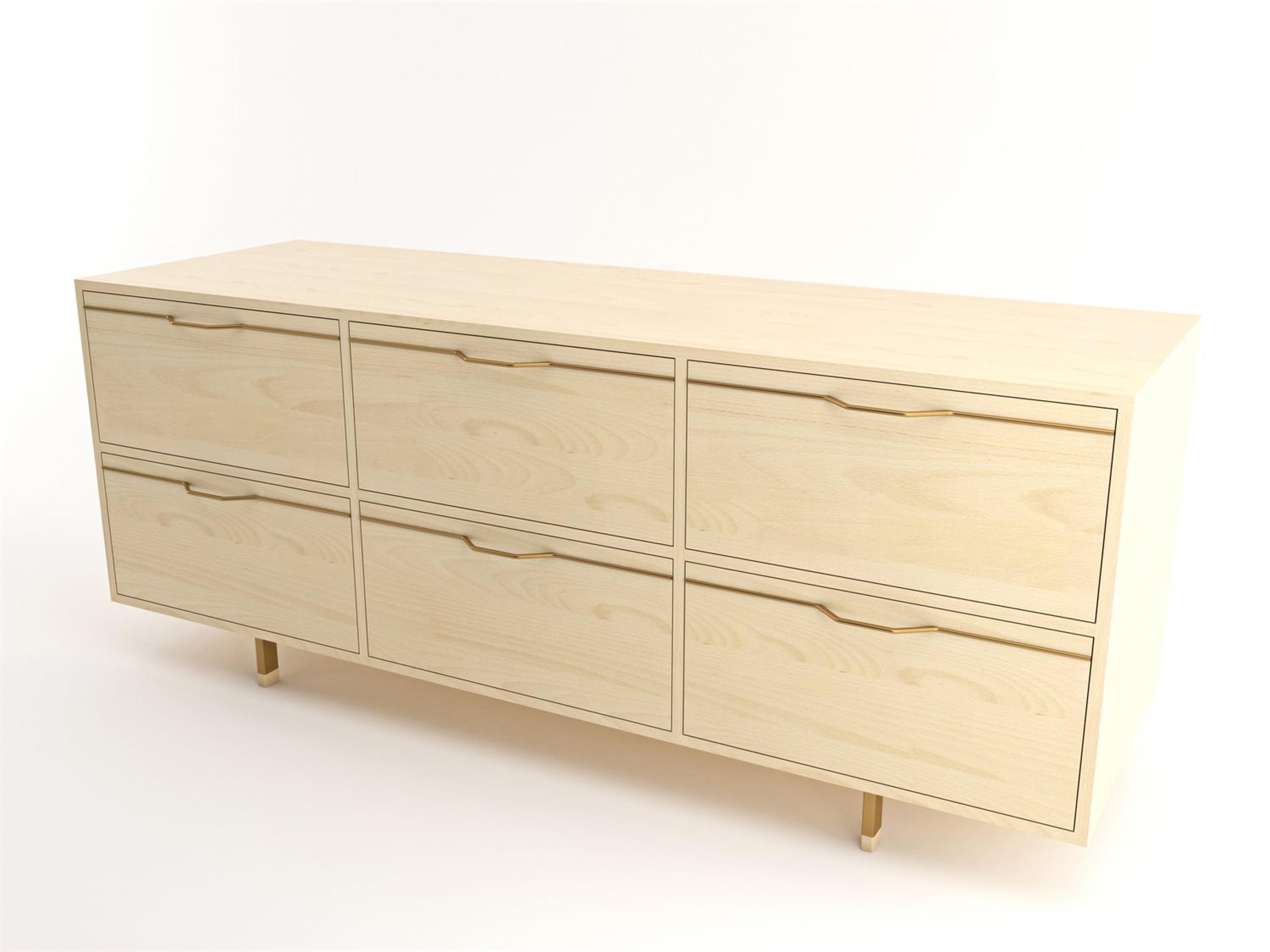 Chapman Storage 6-Drawers Beige Maple Wood Dresser