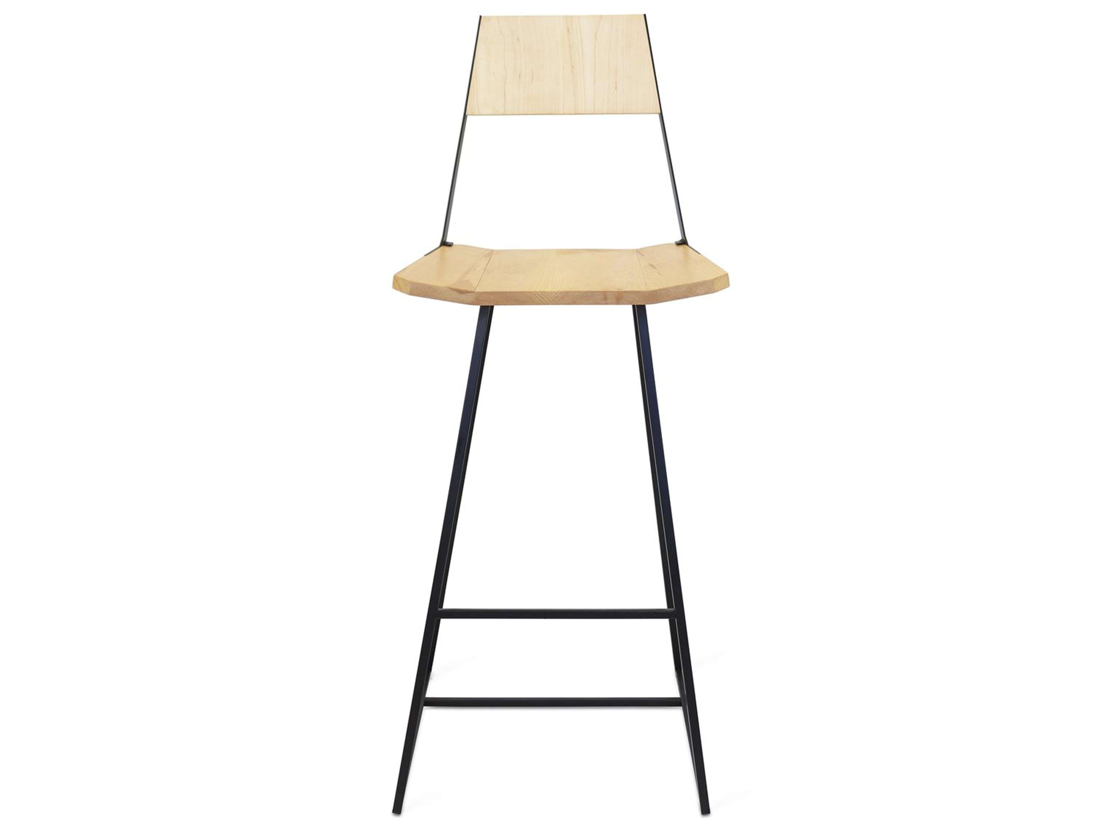 Tronk Design Clarke Collection Maple Wood Black Bar Stool