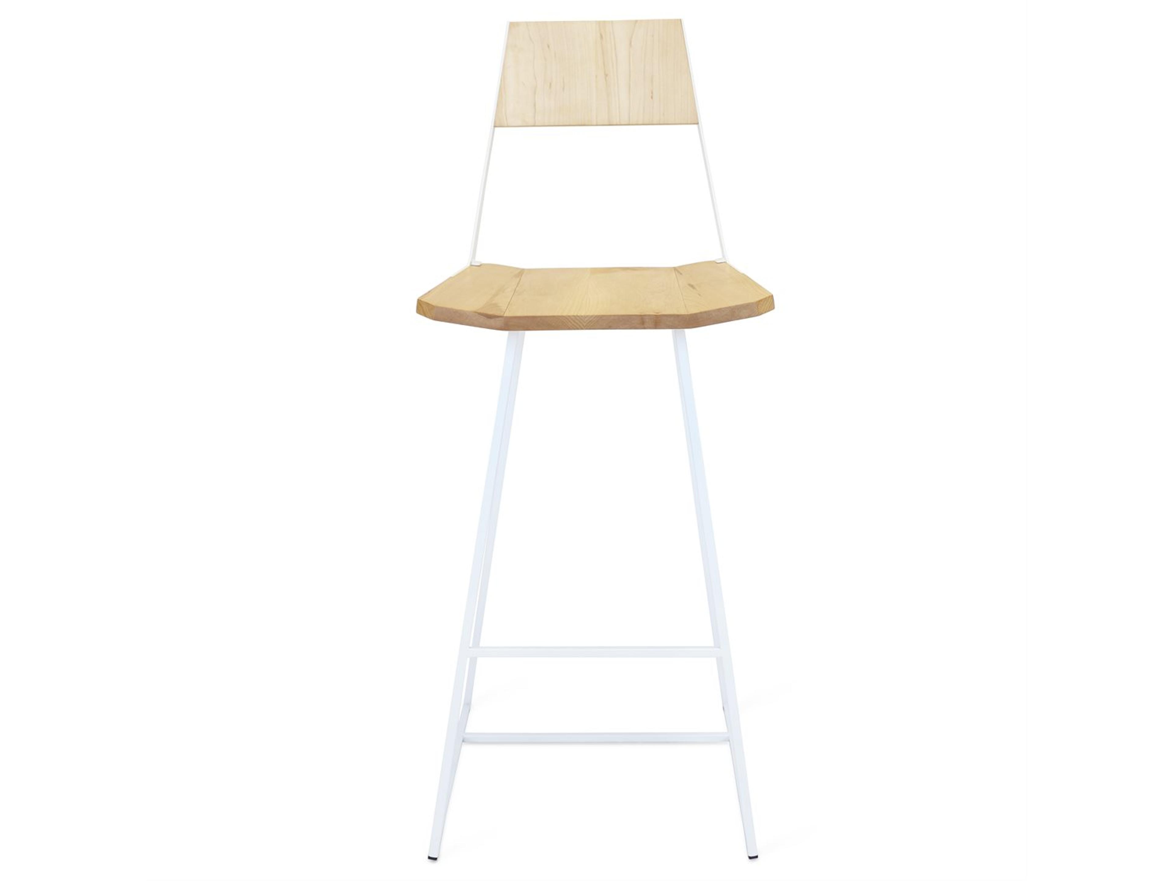 Tronk Design Clarke Collection Maple Wood White Bar Stool