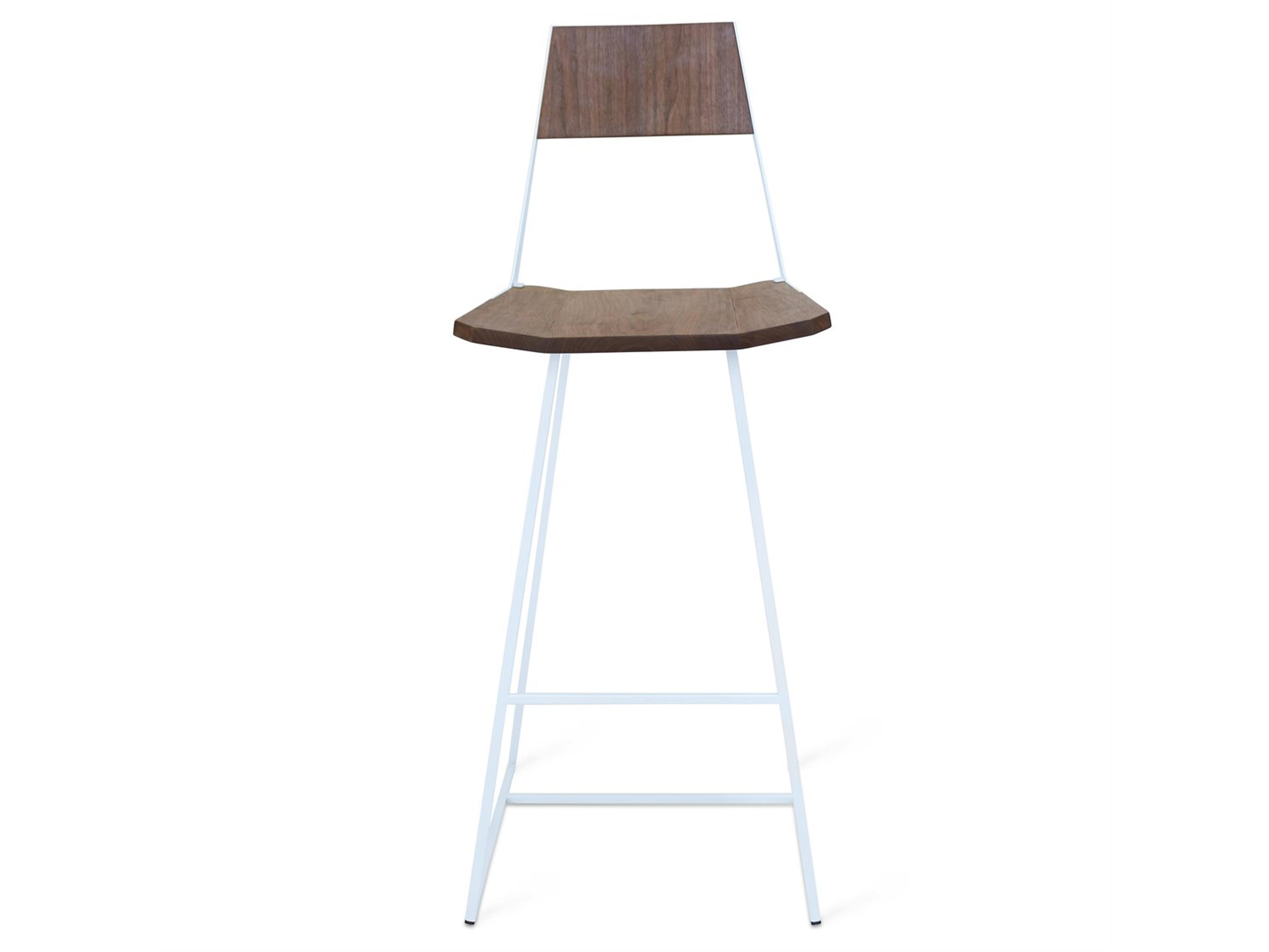 Tronk Design Clarke Collection Walnut Wood White Bar Stool