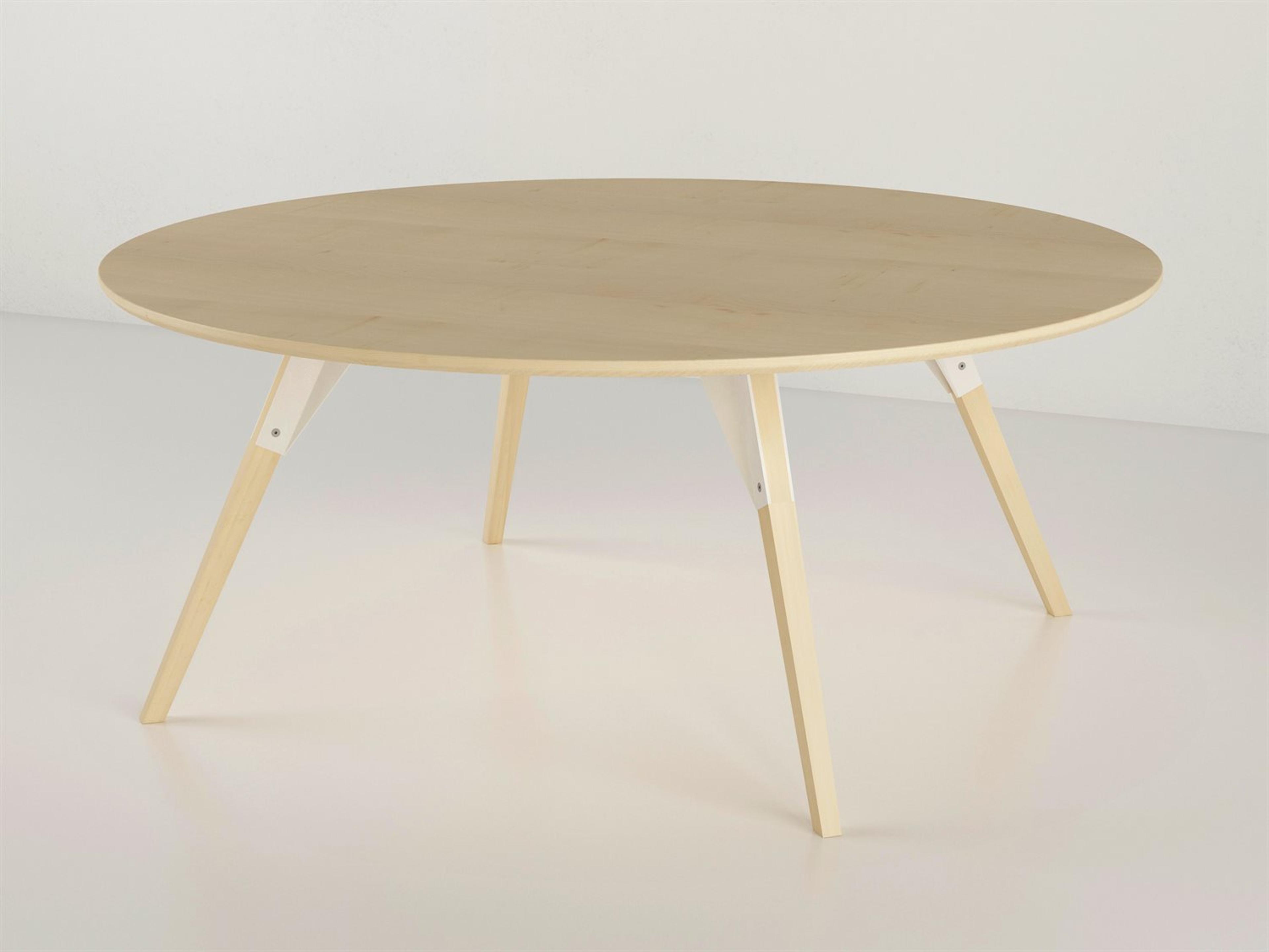 Tronk Design Clarke Collection Round Wood White Coffee Table