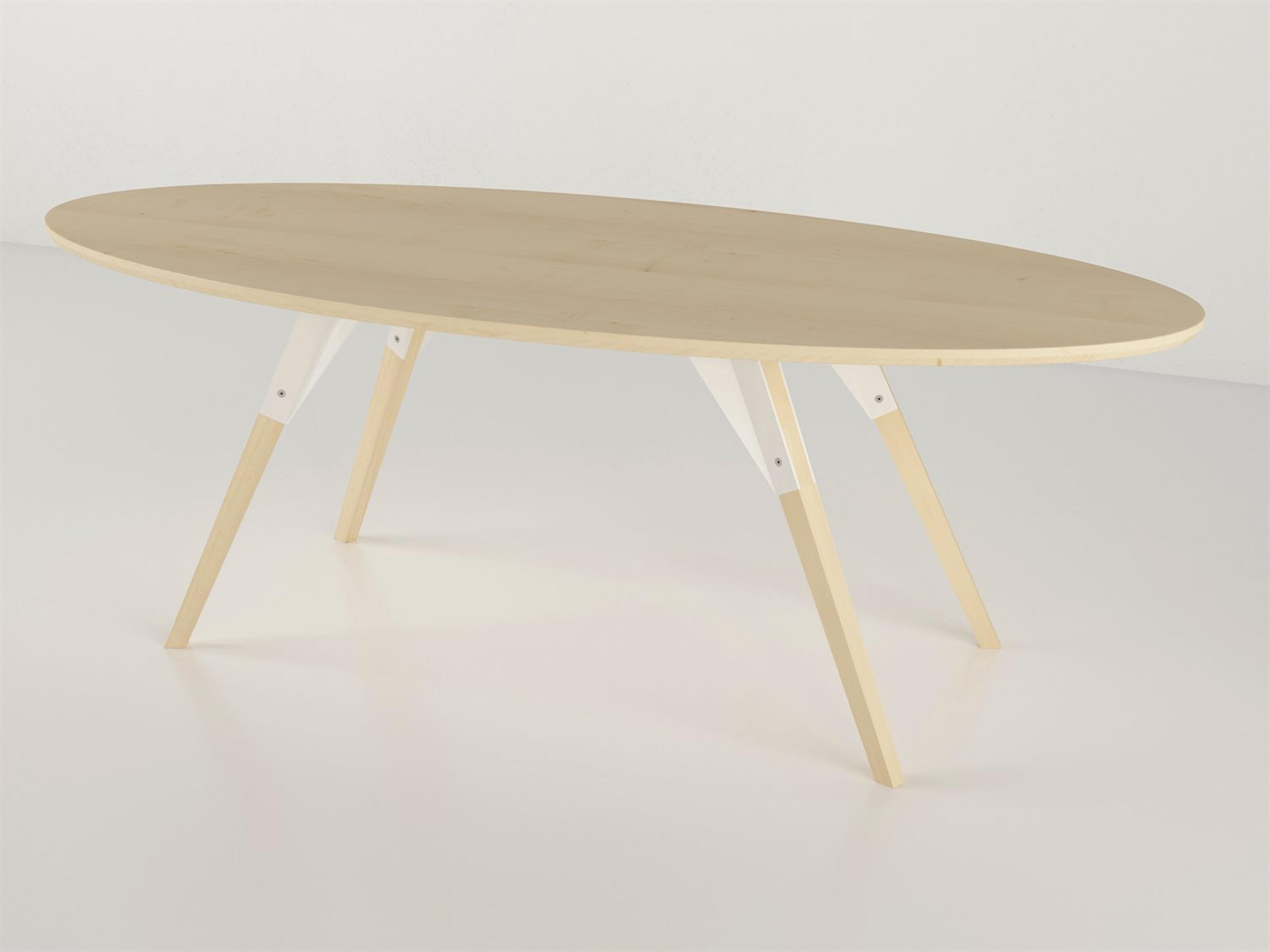 Tronk Design Clarke Collection Oval Wood White Coffee Table
