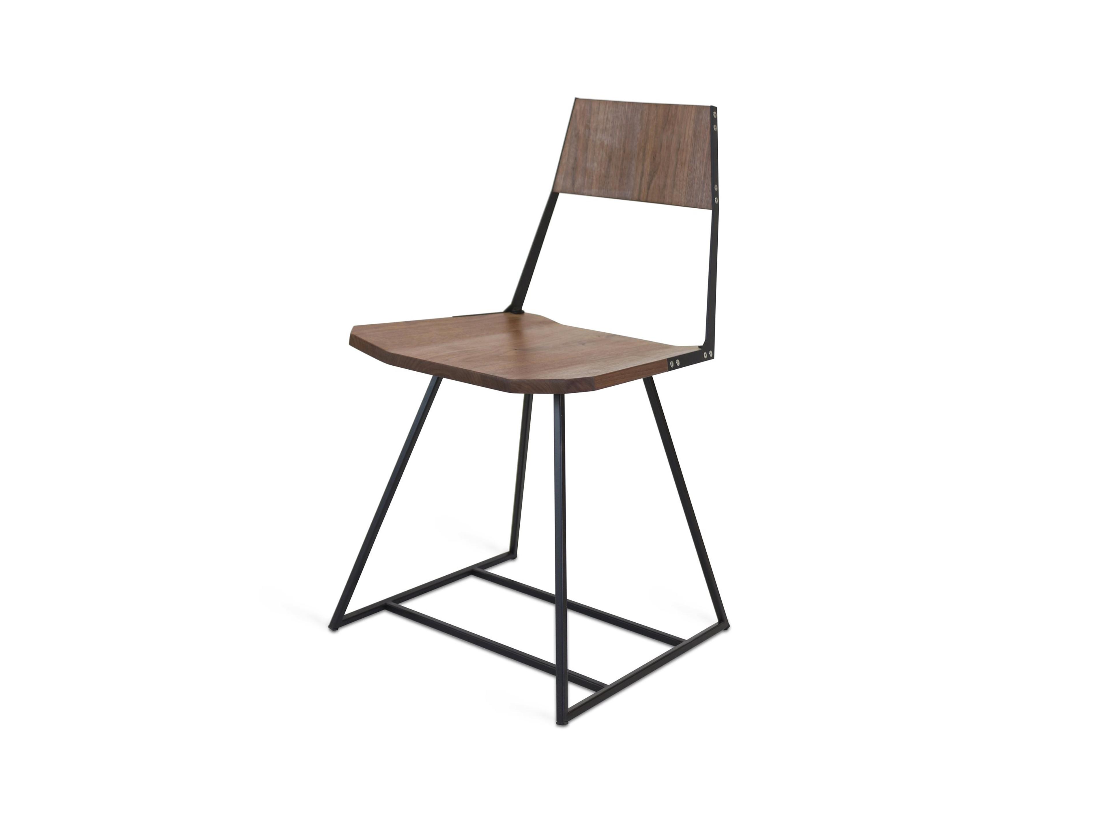 Clarke Collection Walnut Wood Black Side Dining Chair