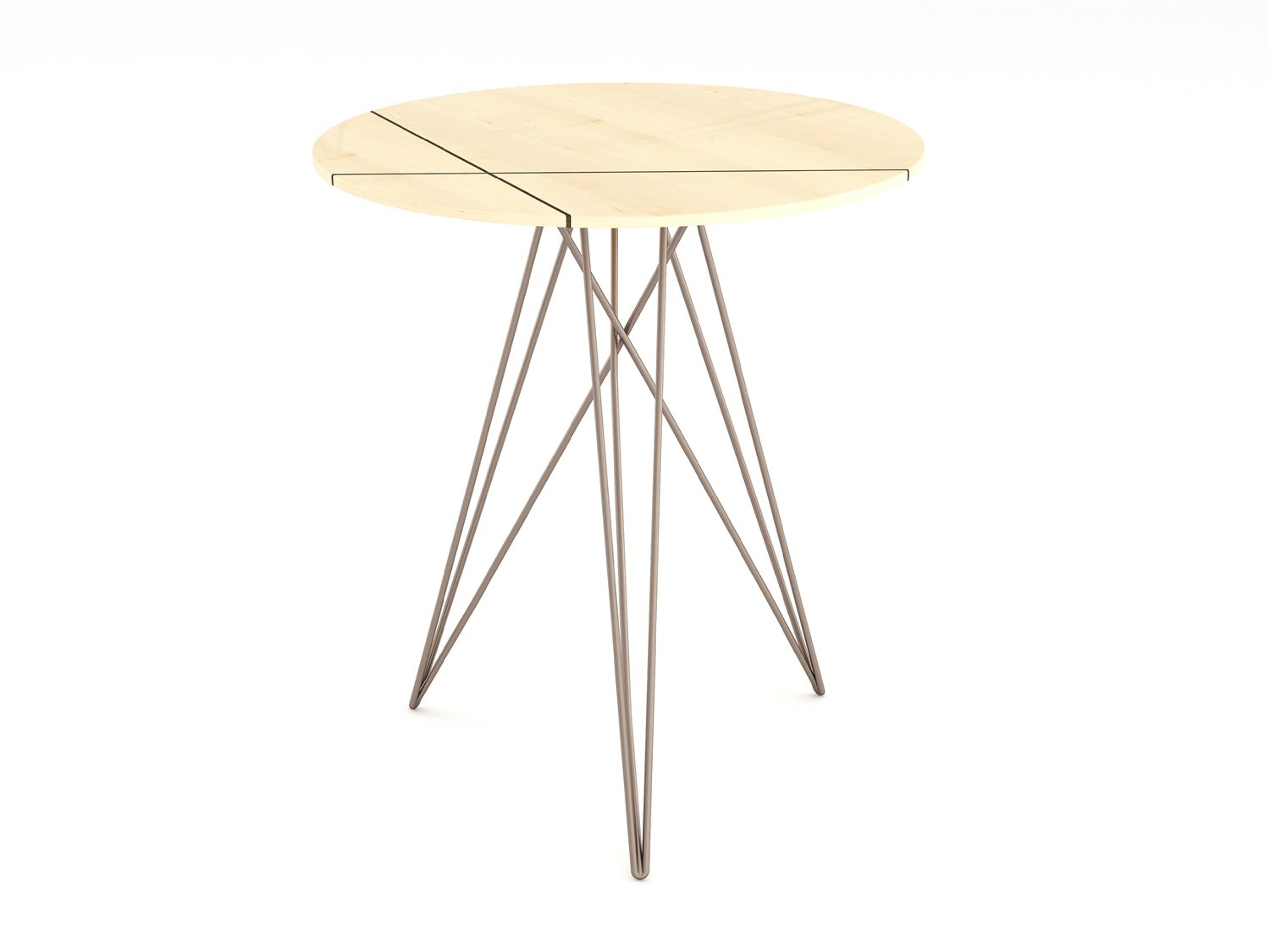 Round Wood Rose Copper End Table