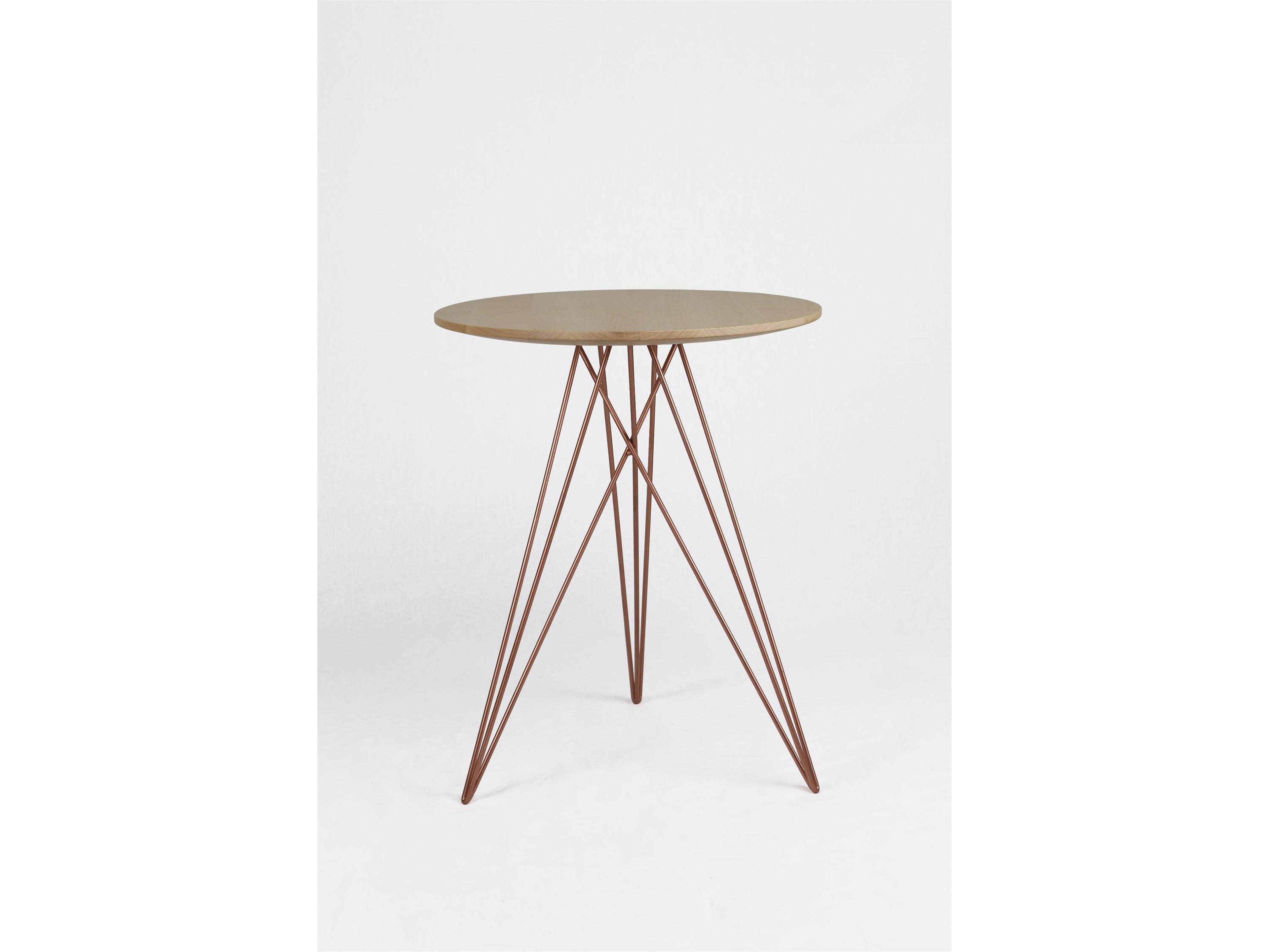 Round Wood Rose Copper End Table