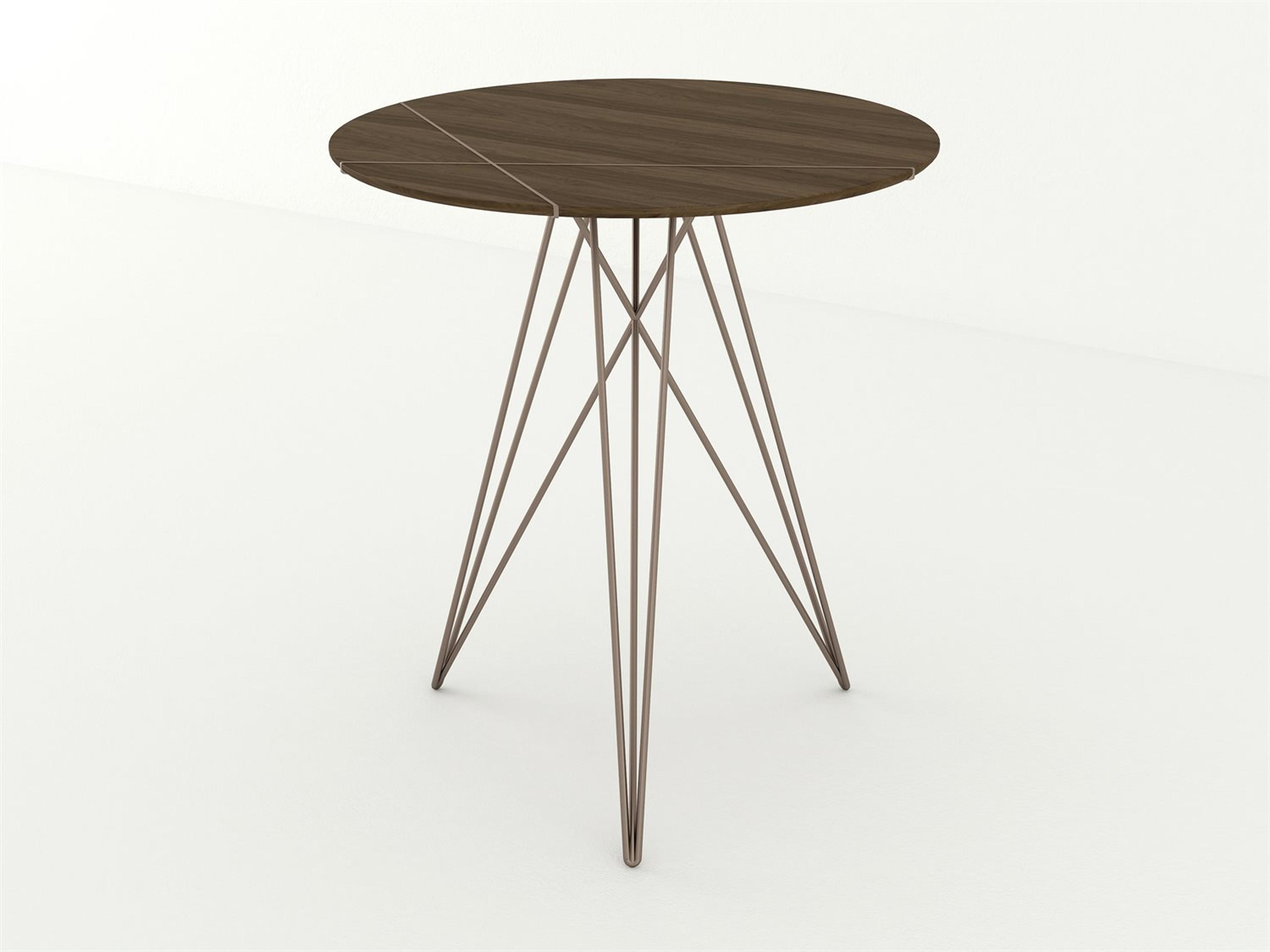 Round Wood Rose Copper End Table