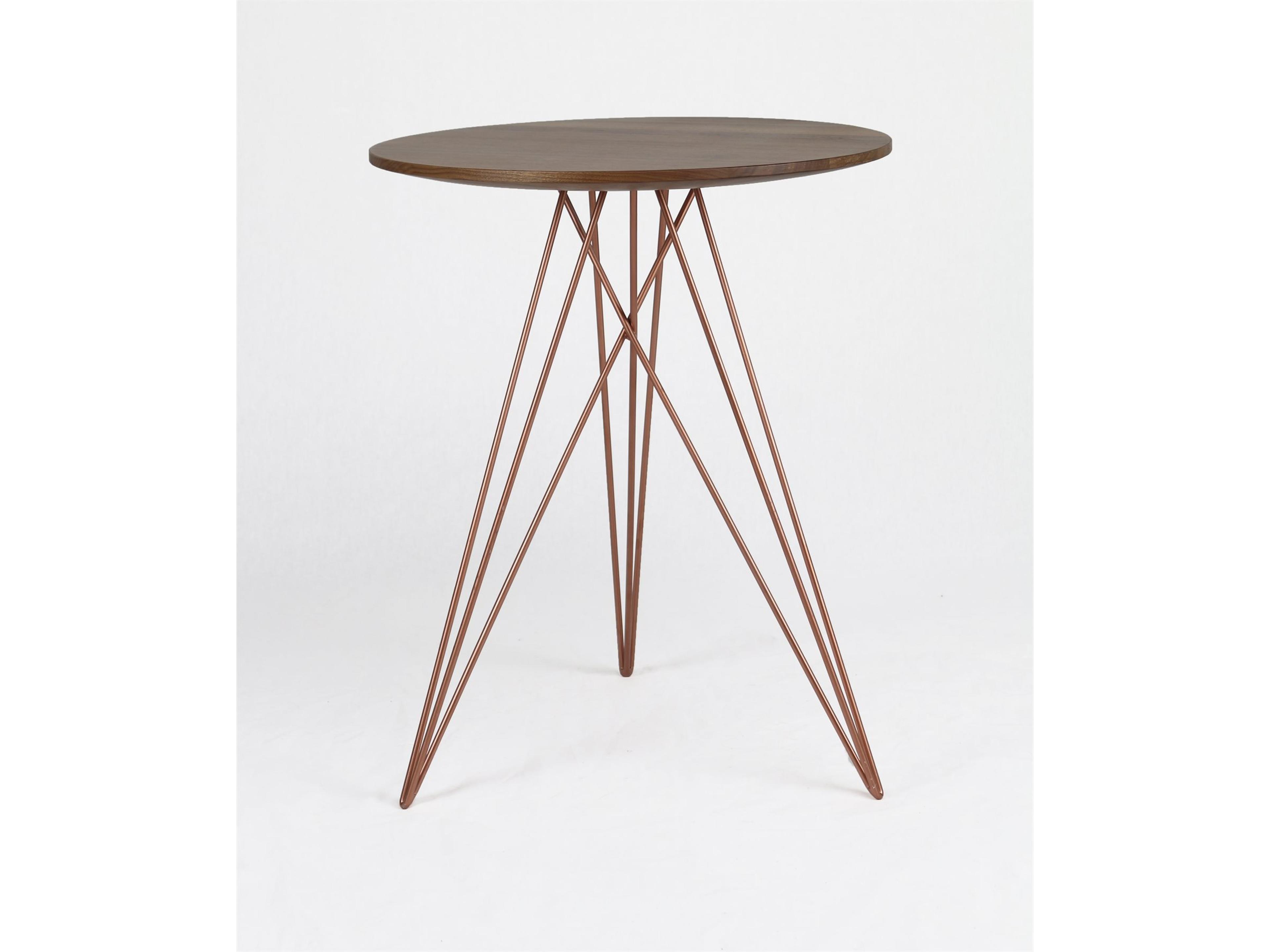 Round Wood Rose Copper End Table