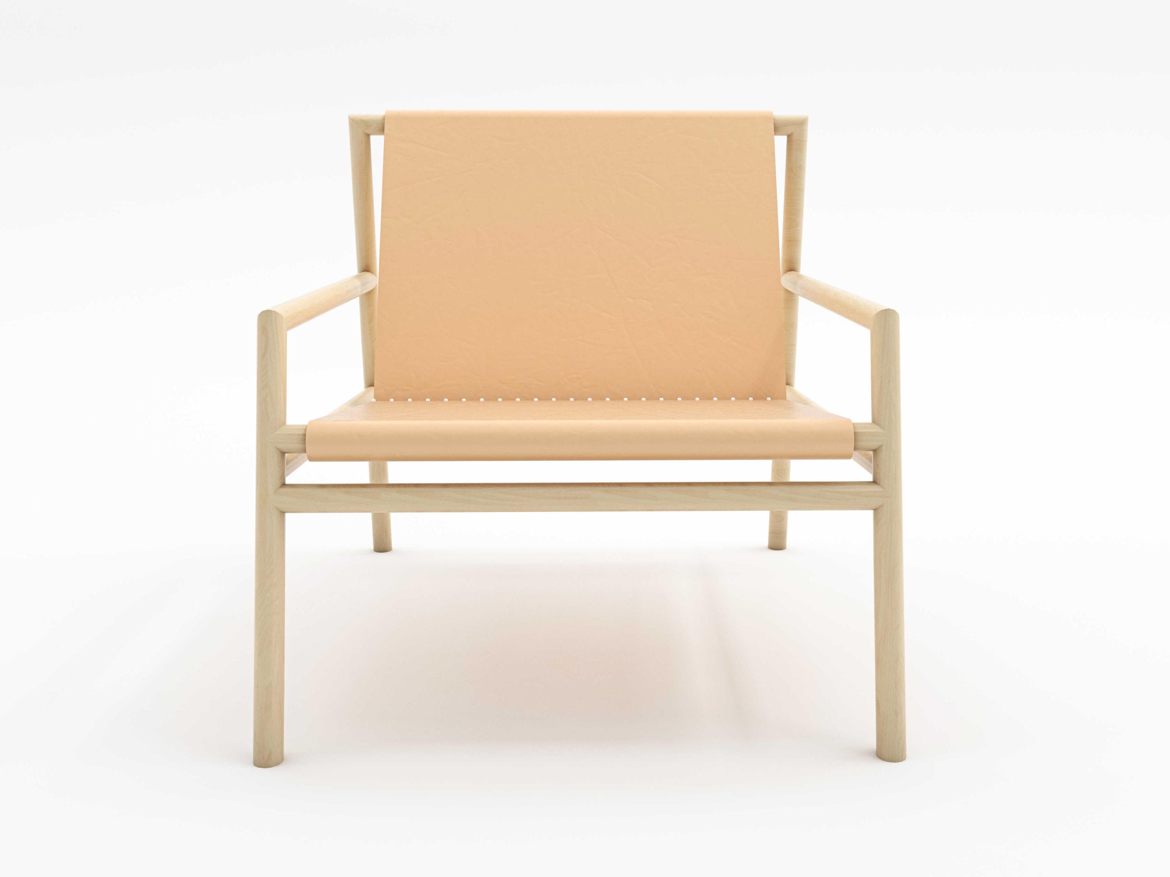 Gallagher Lounge Chair Maple and Natural Leather