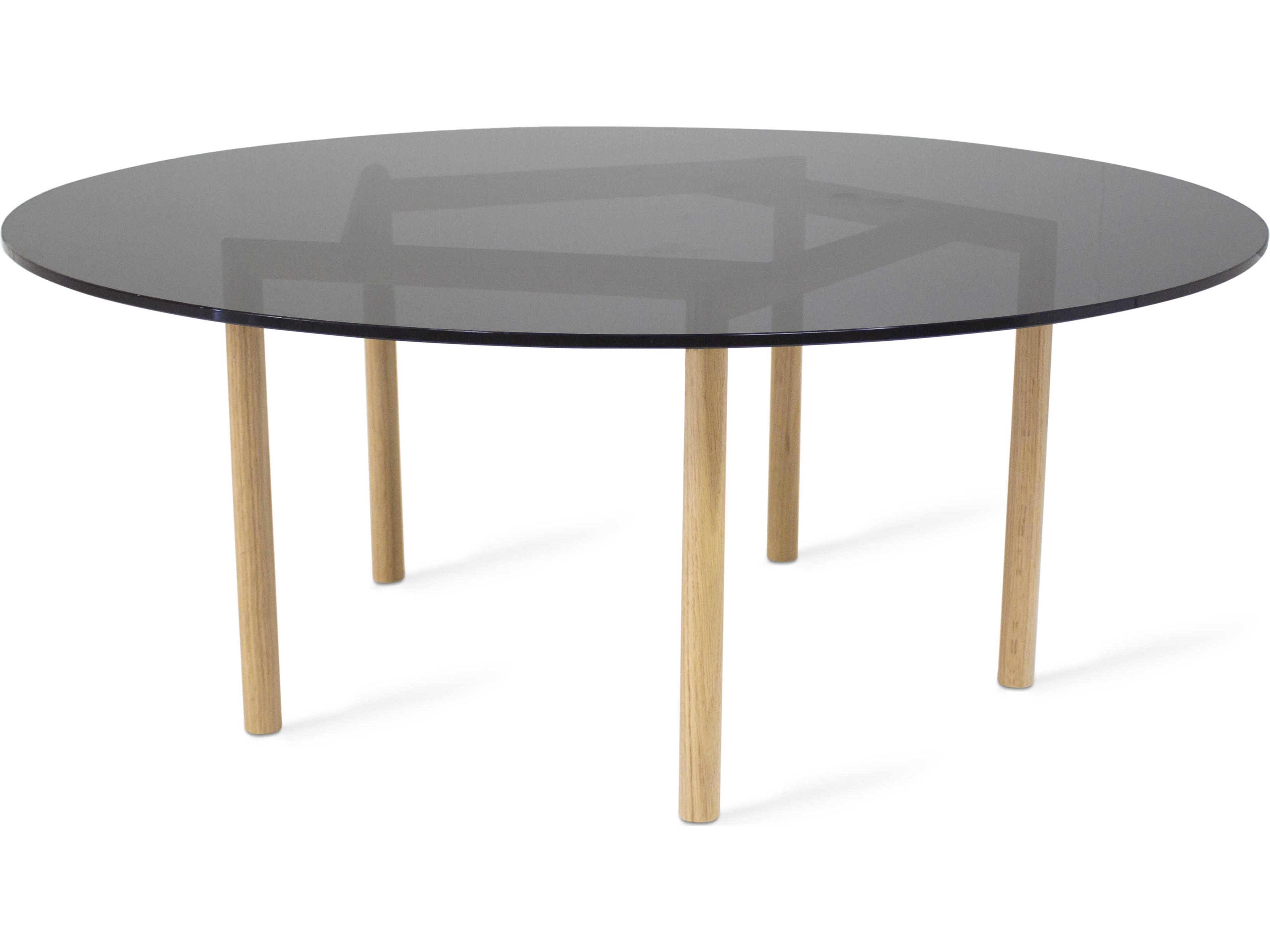 Gallagher Round Glass Smoked Oak Coffee Table