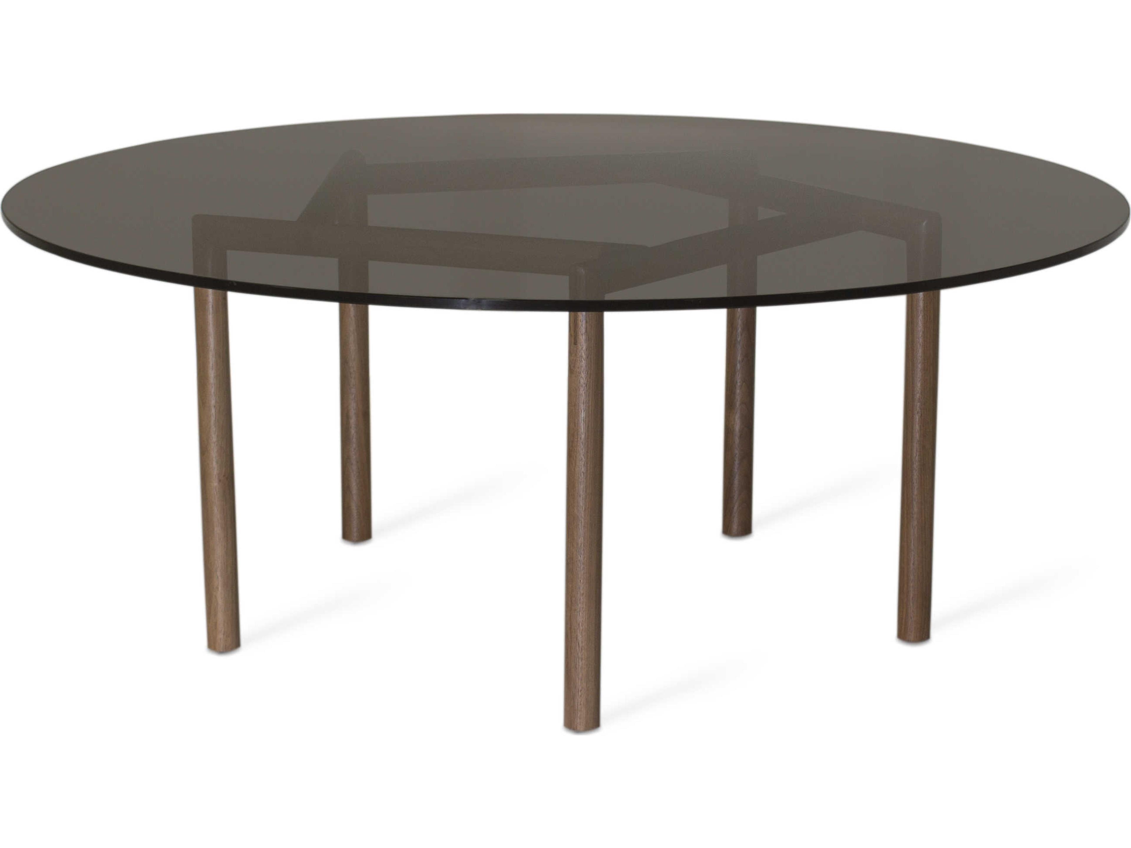Gallagher Round Glass Smoked Walnut Coffee Table
