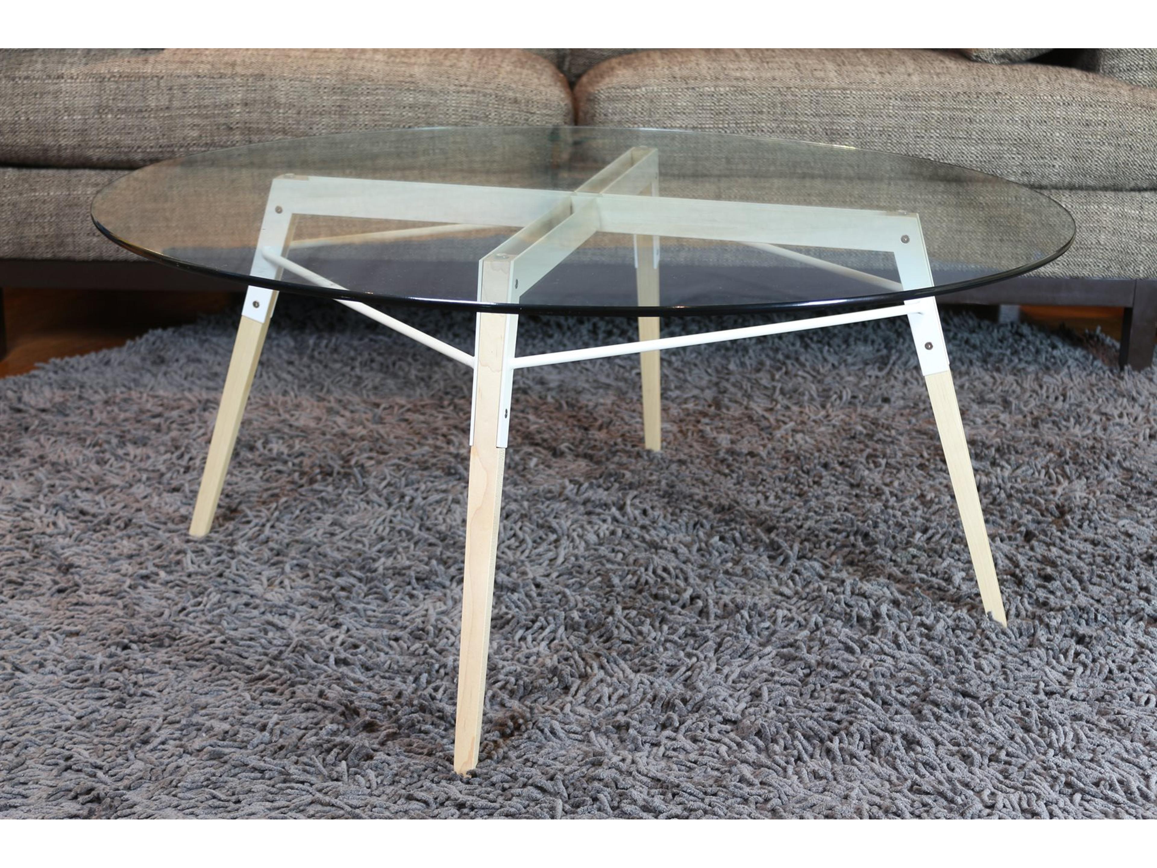 Ross Round Glass White Coffee Table
