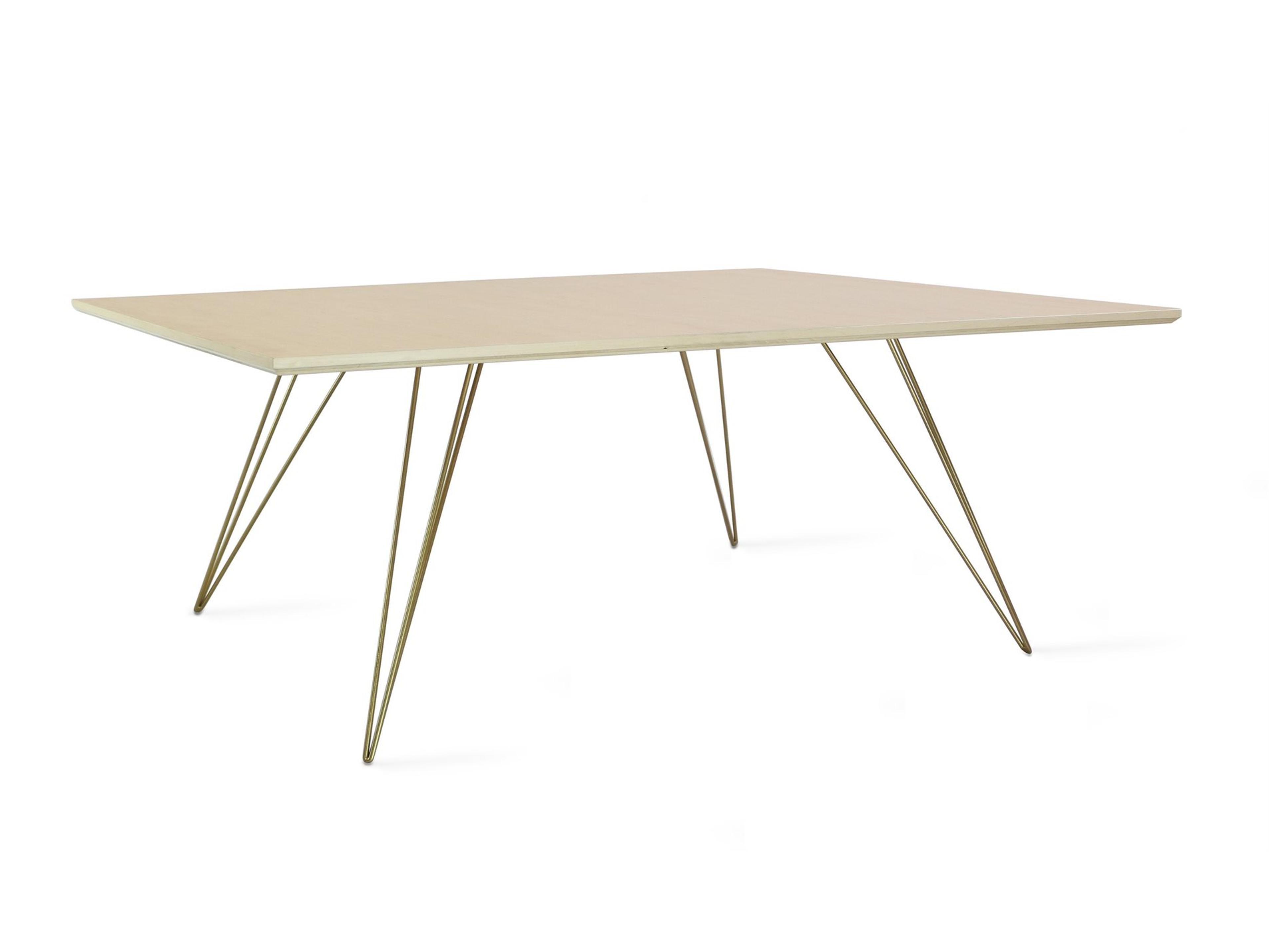 Williams Table Collection Rectangular Wood Brassy Gold Coffee