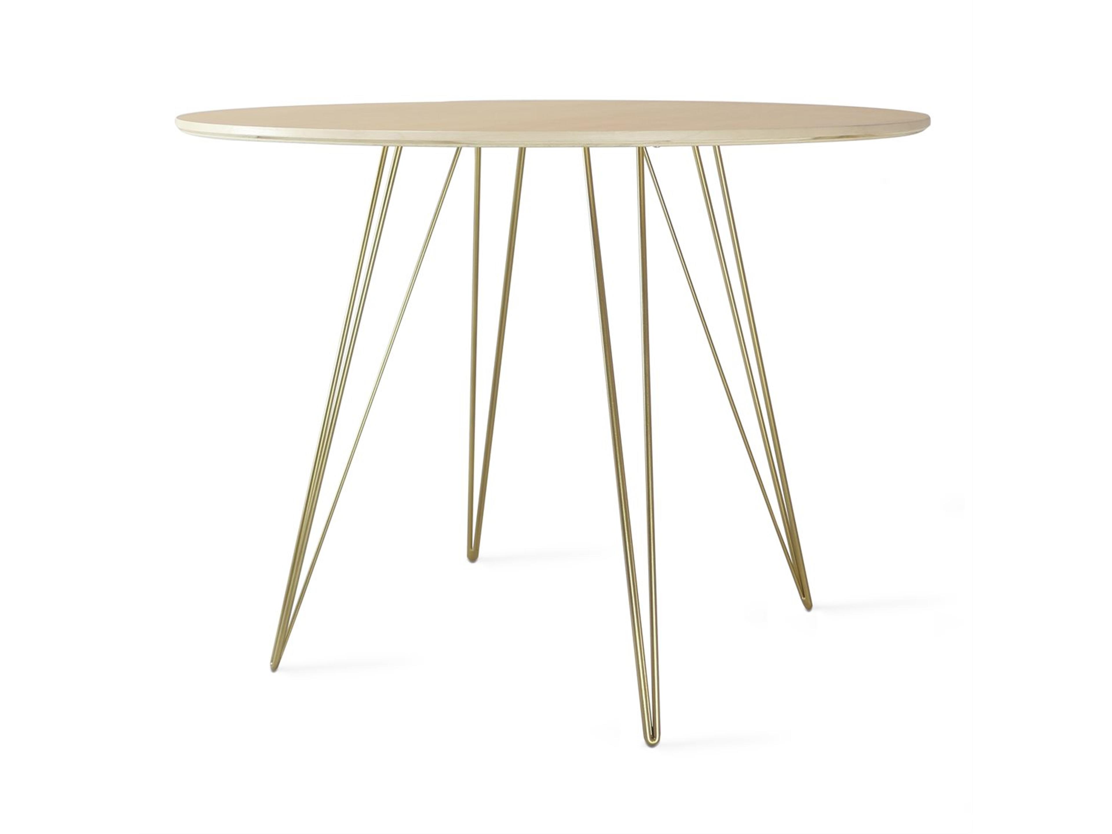 Williams Table Collection Round Wood Brassy Gold Dining
