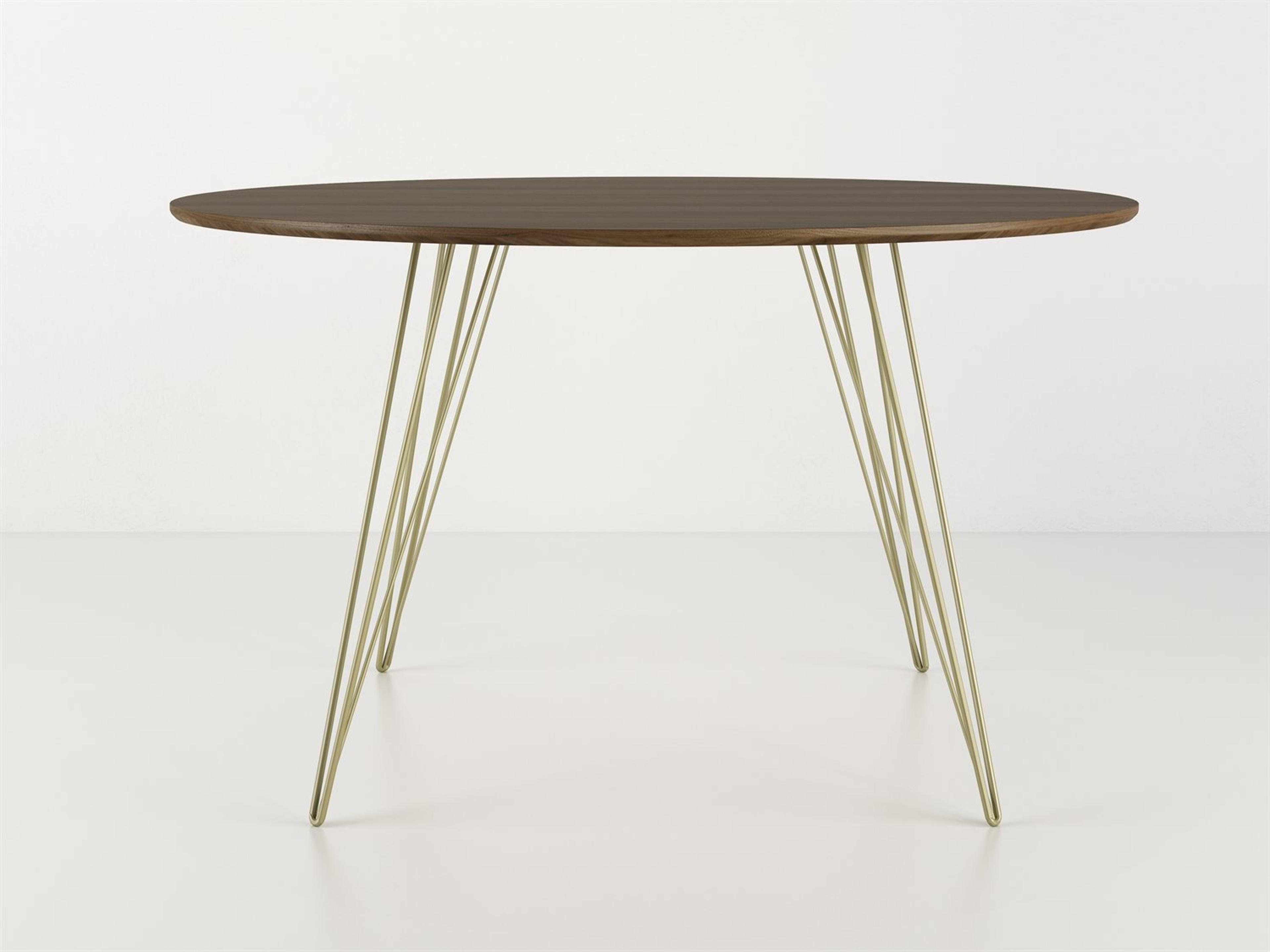 Williams Table Collection Round Wood Brassy Gold Dining