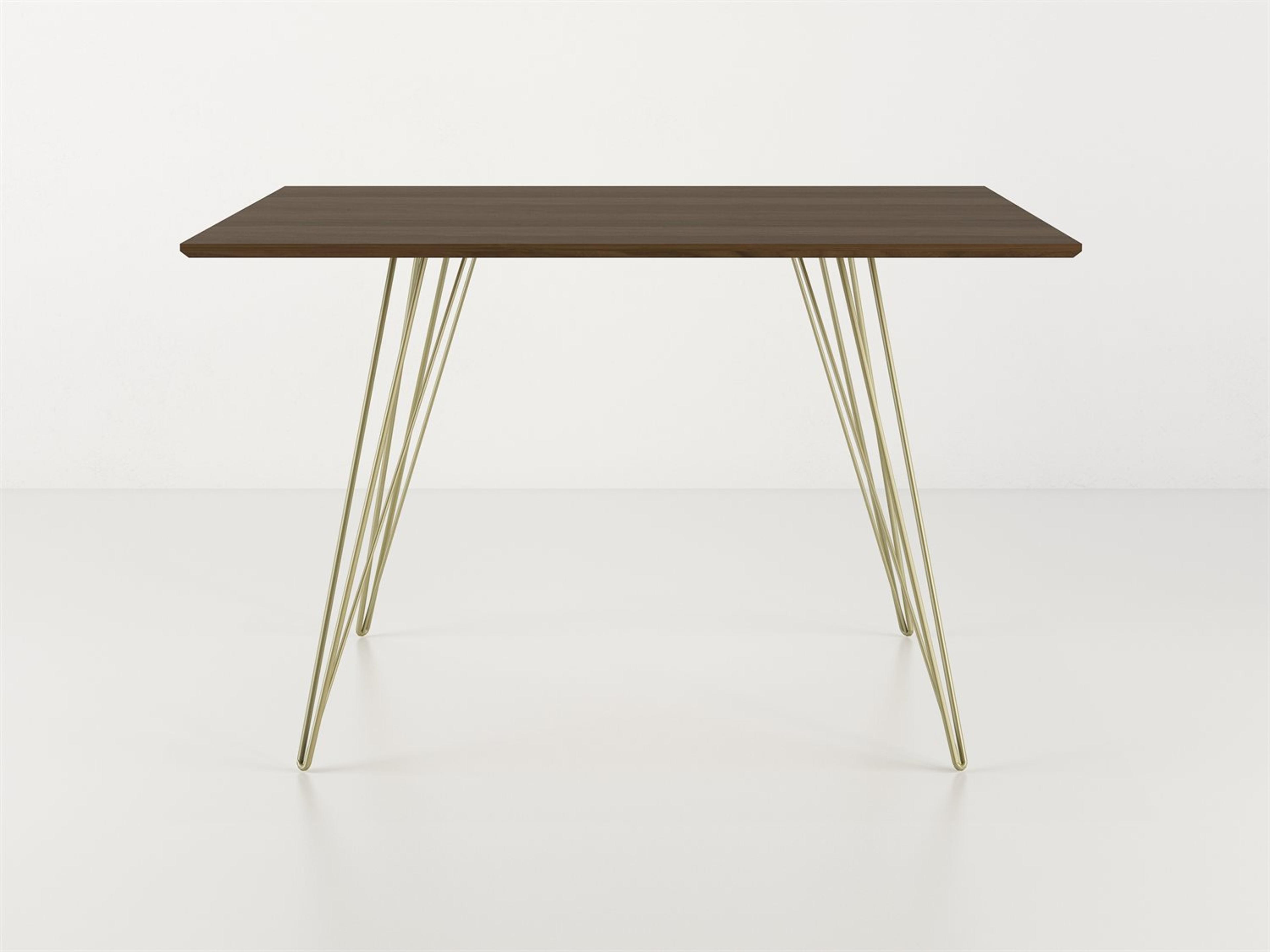 Williams Table Collection Square Wood Brassy Gold Dining