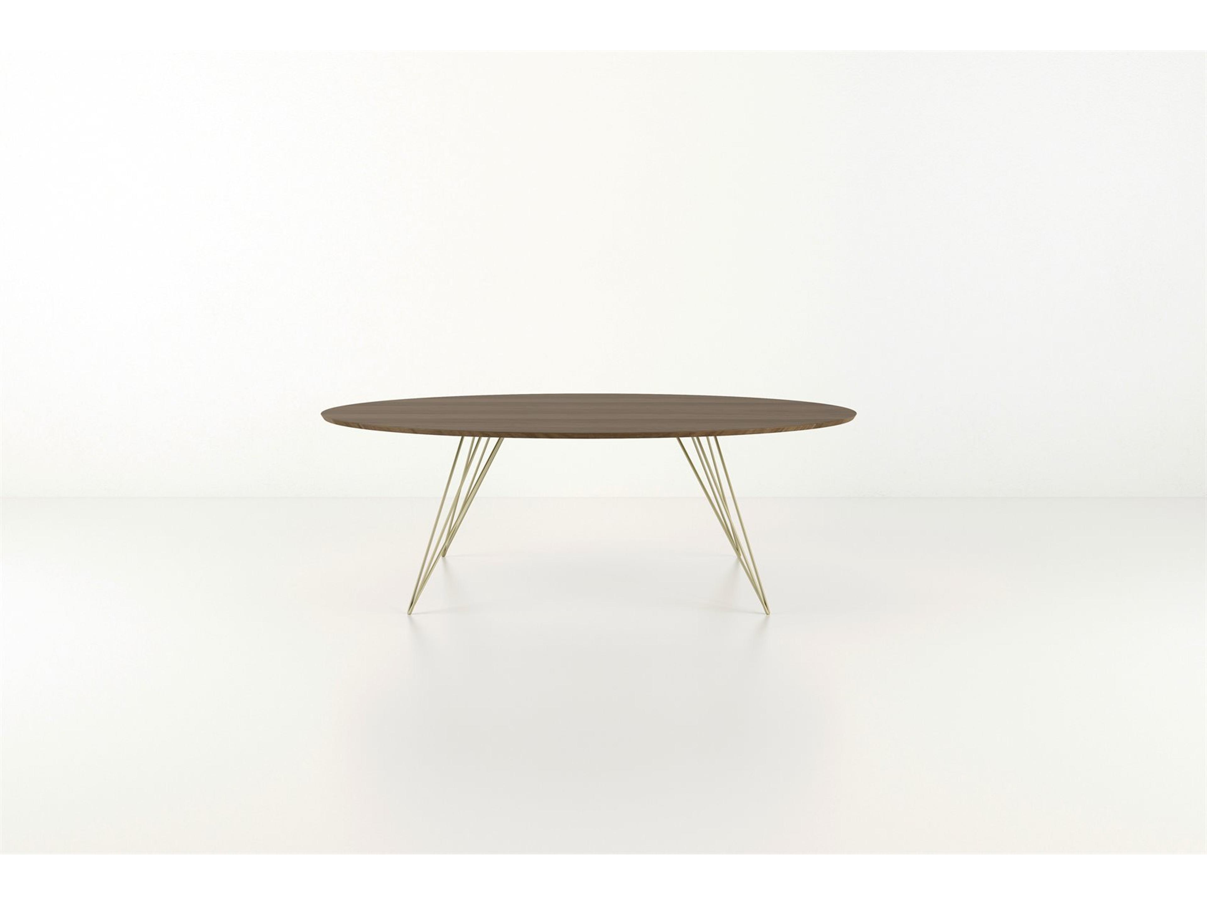Williams Oval Walnut Dining Table Gold Base