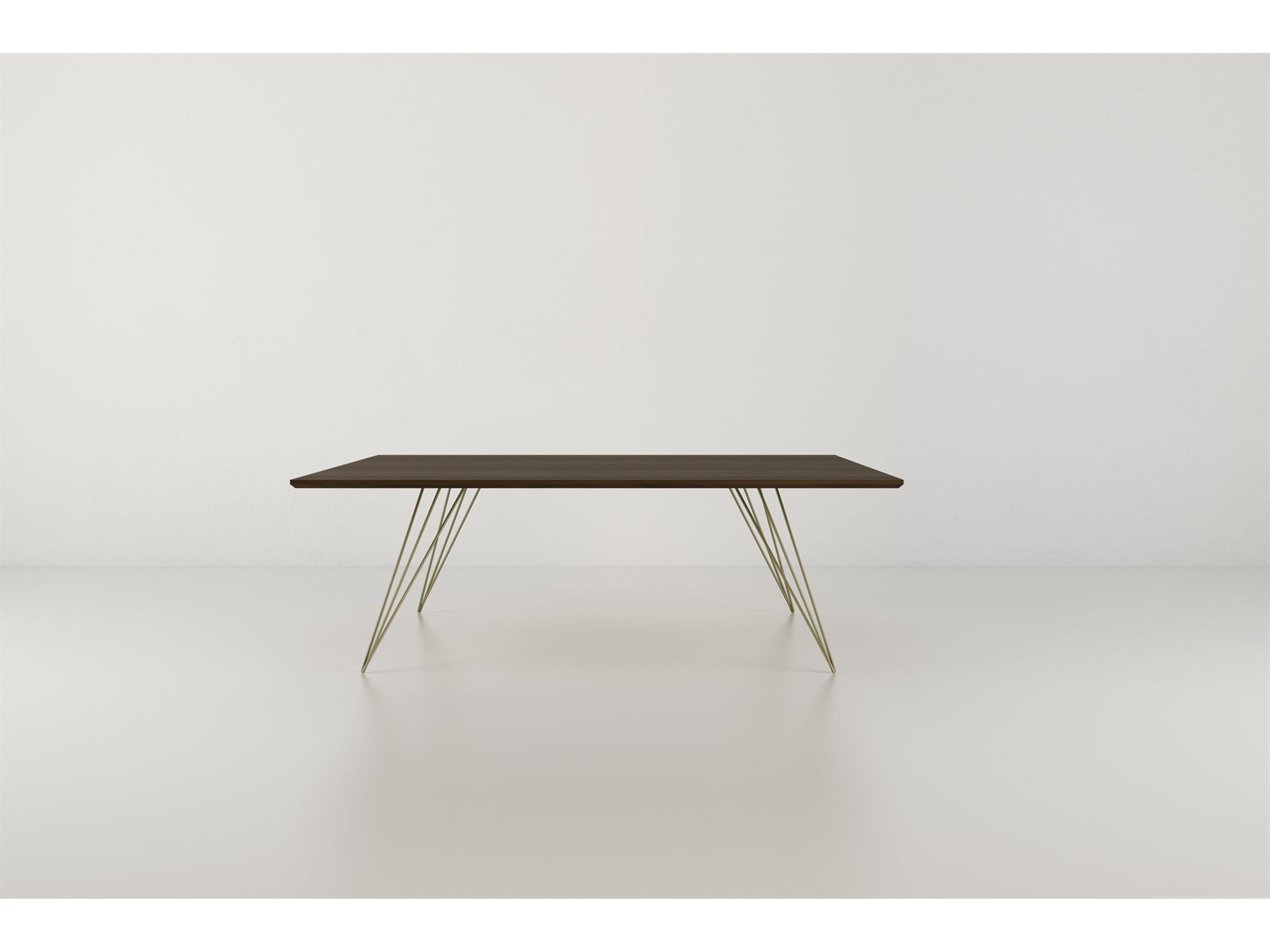 Williams Table Collection Rectangular Wood Brassy Gold Dining