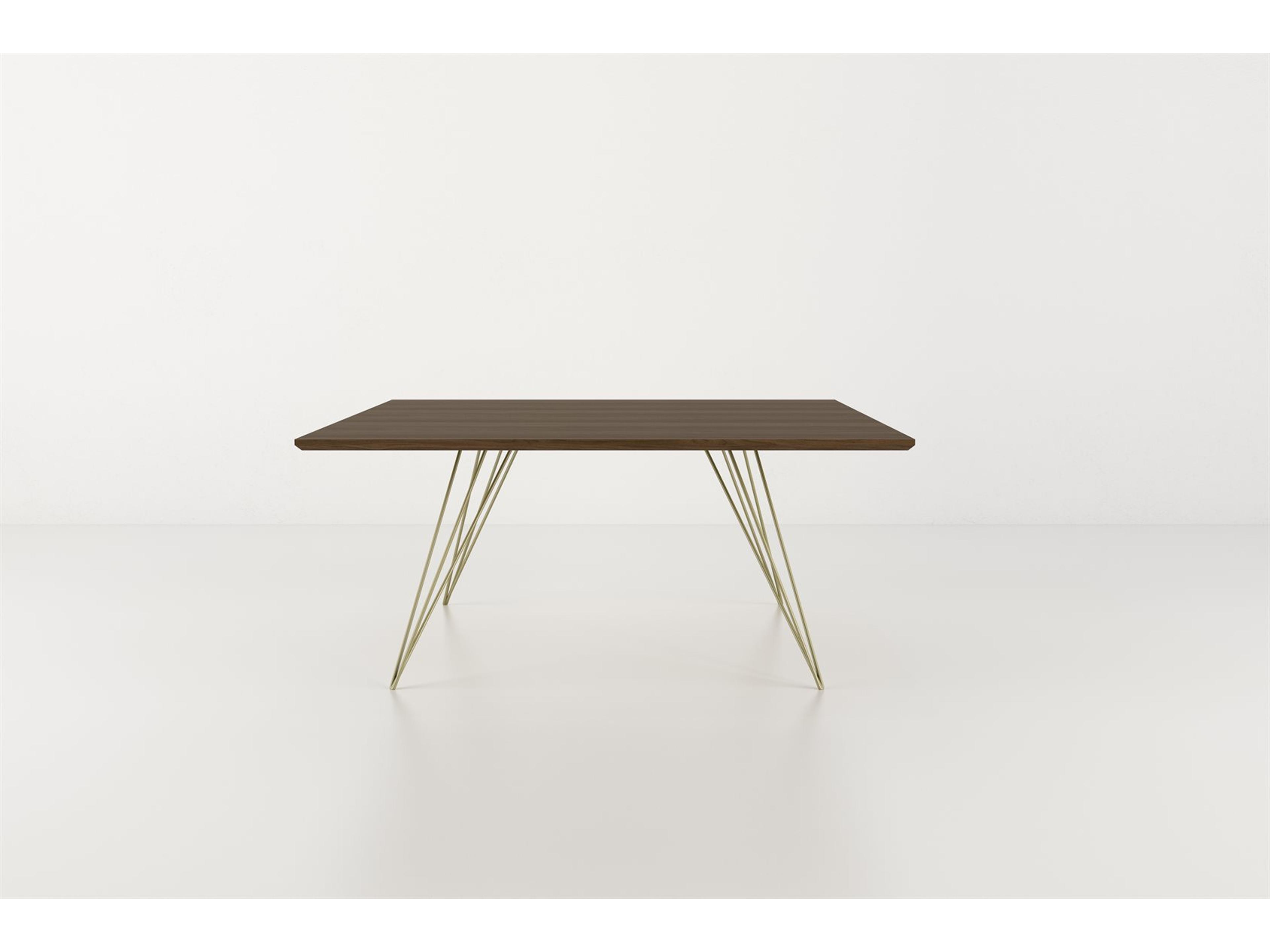 Williams Table Collection Square Wood Brassy Gold Dining