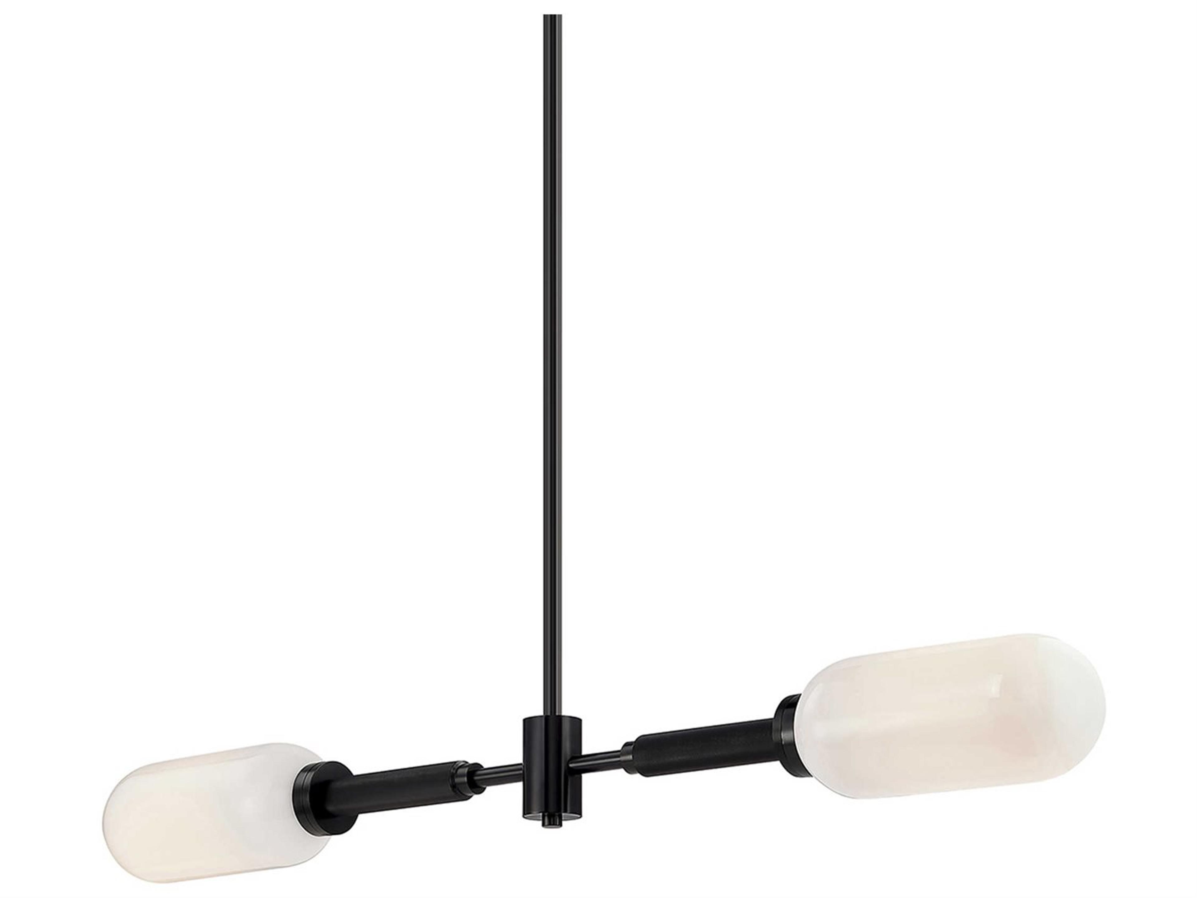 Annex 2-Light Anodized Black Glass Cylinder Island Pendant