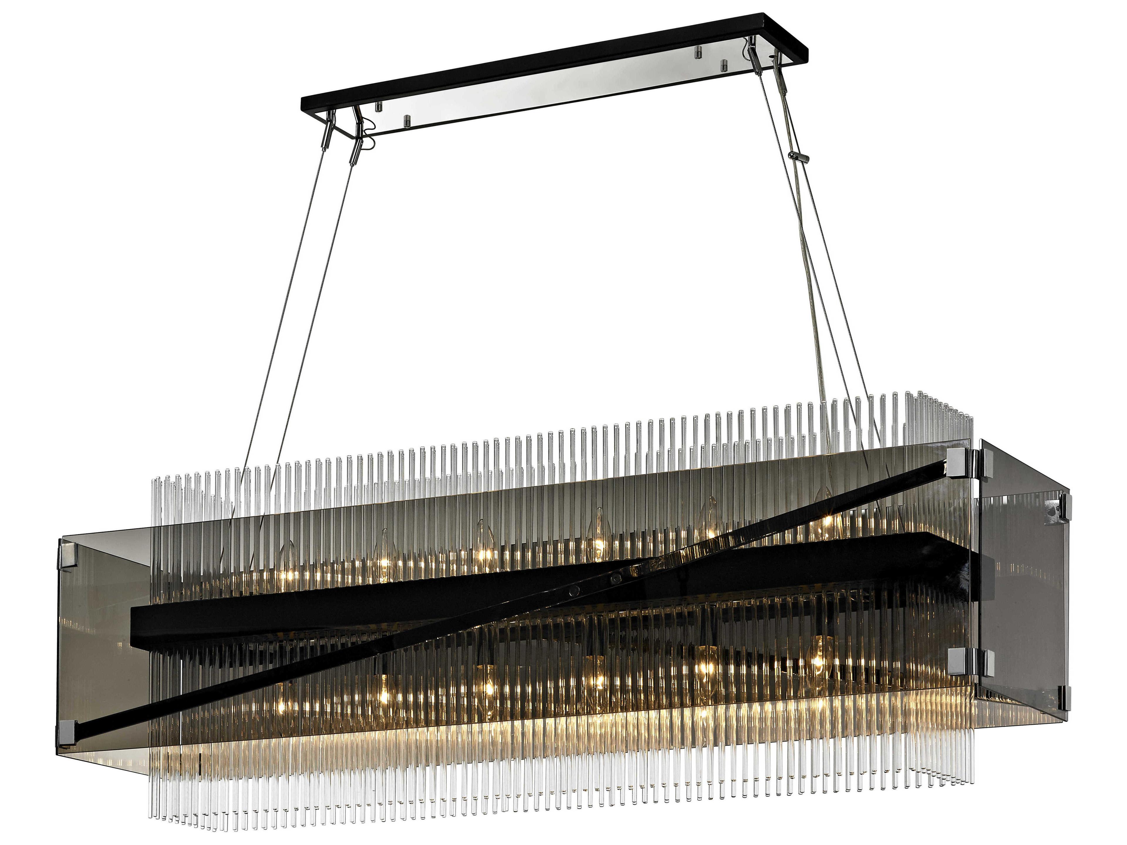 Apollo 12-Light Dark Bronze Chrome Glass Tiered Island Pendant