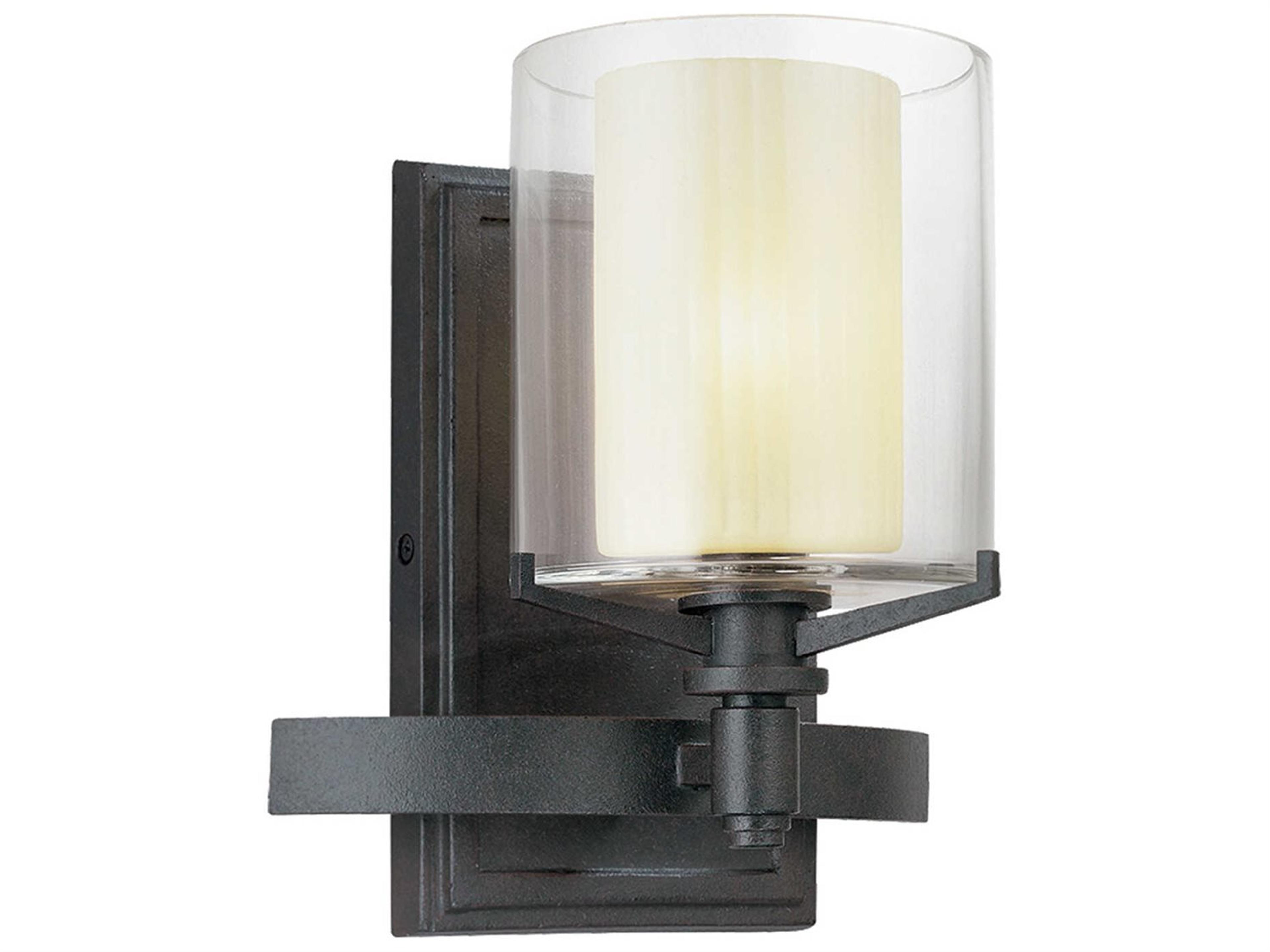 Arcadia 1-Light French Iron Black Glass Wall Sconce