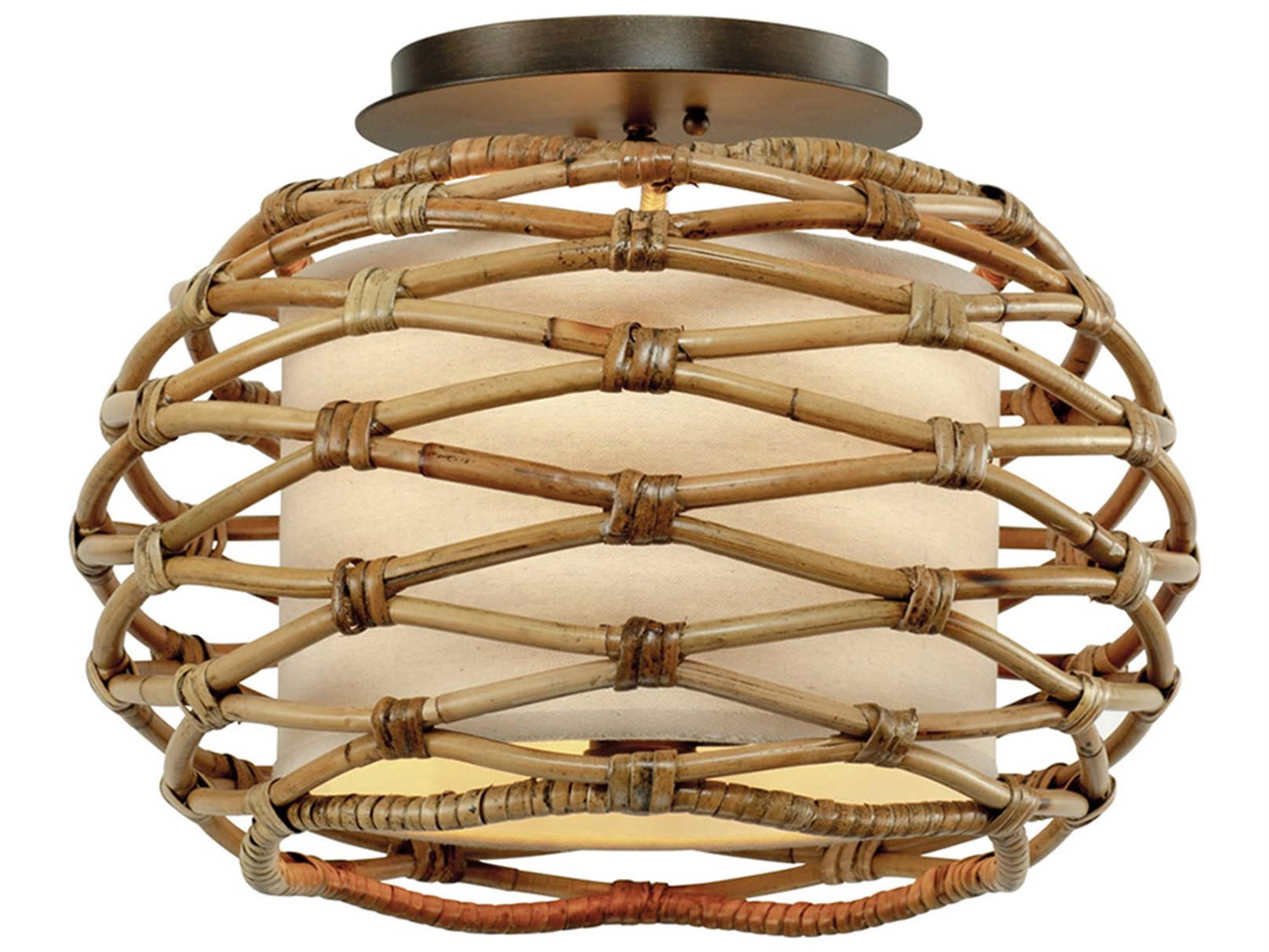 Balboa Semi-Flush Ceiling Light with Woven Rattan Shade