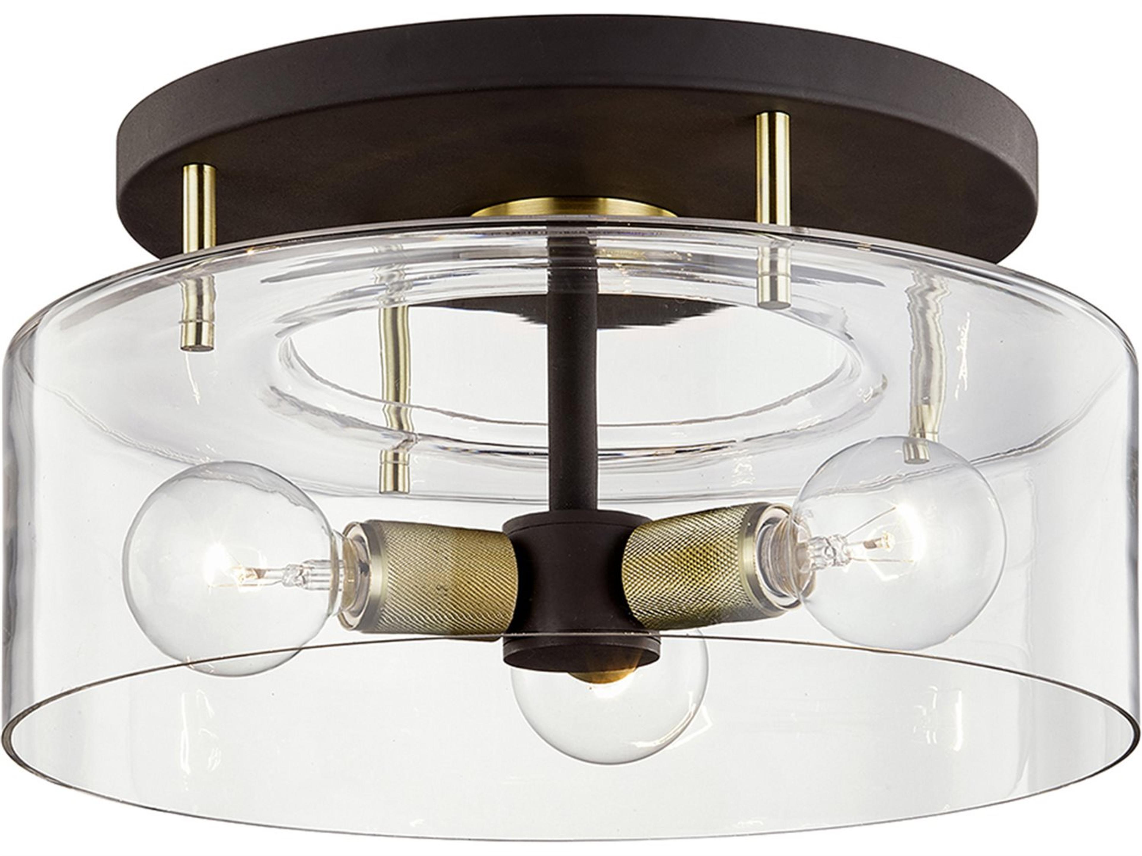 Bergamot Station Semi-Flush Ceiling Light in Bronze and Brass