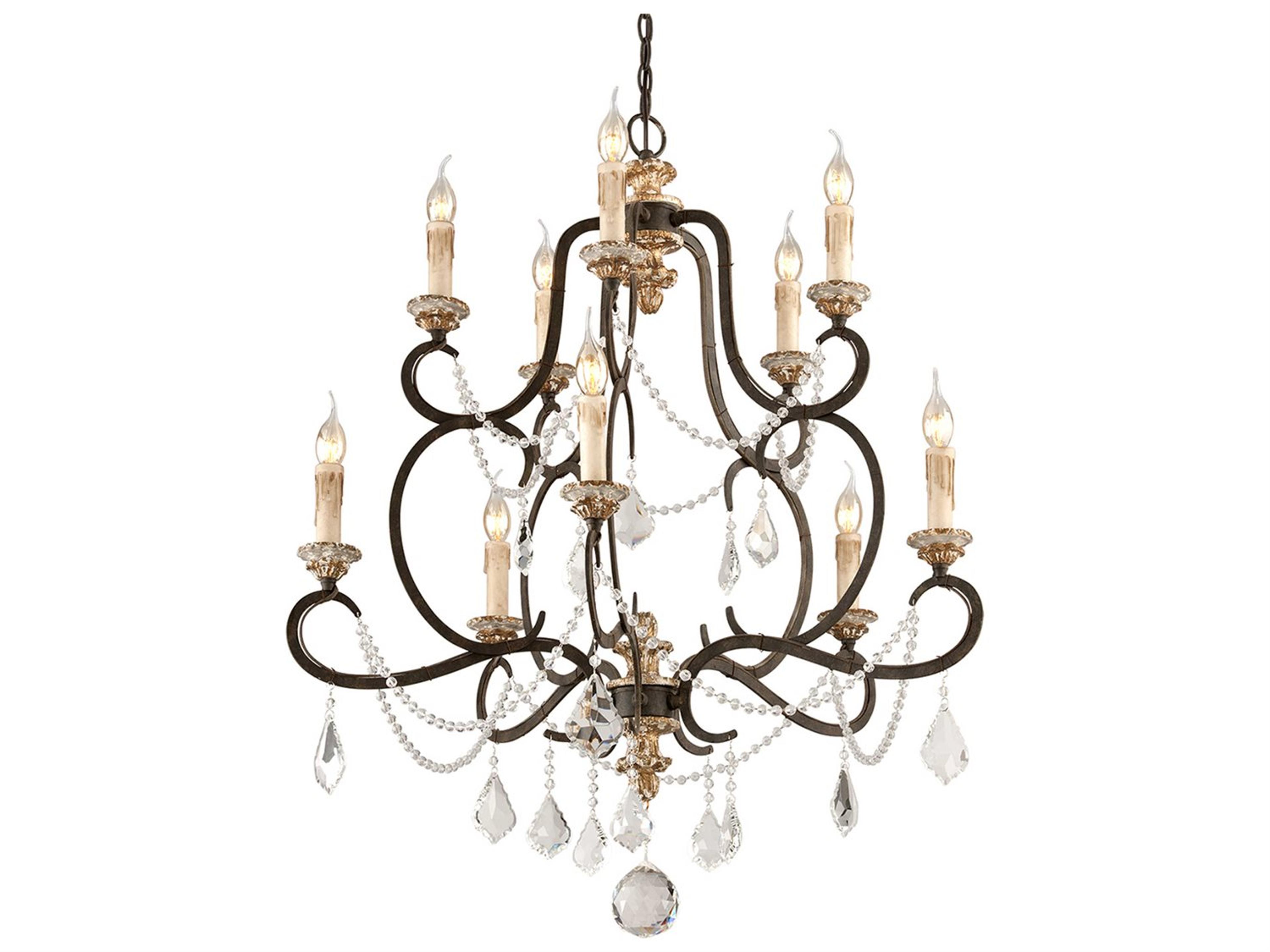 Bordeaux 10-Light Parisian Bronze Crystal Candelabra Chandelier