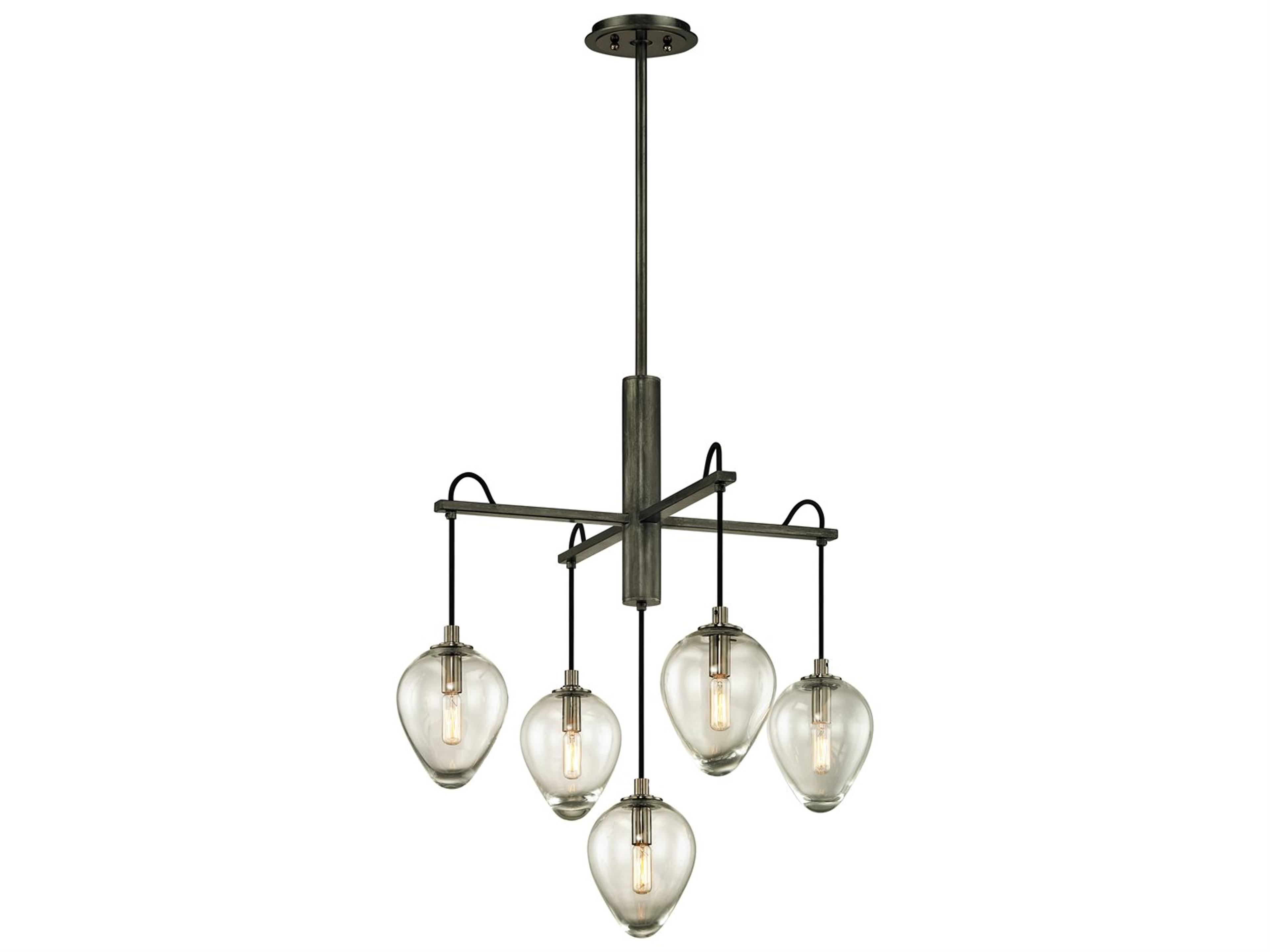 Brixton 5-Light Gunmetal Glass Tiered Pendant