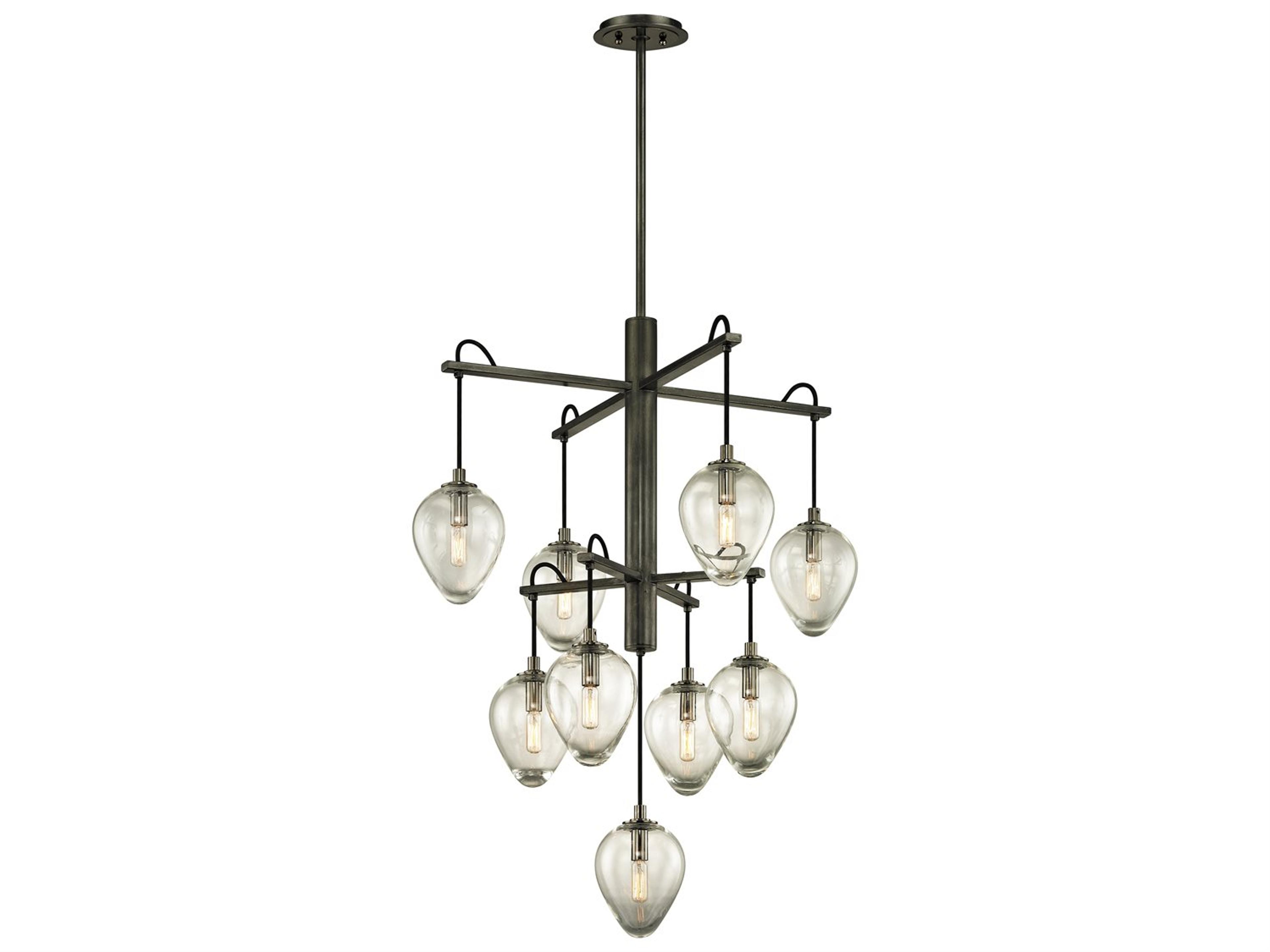 Brixton 9-Light Gunmetal Glass Tiered Pendant