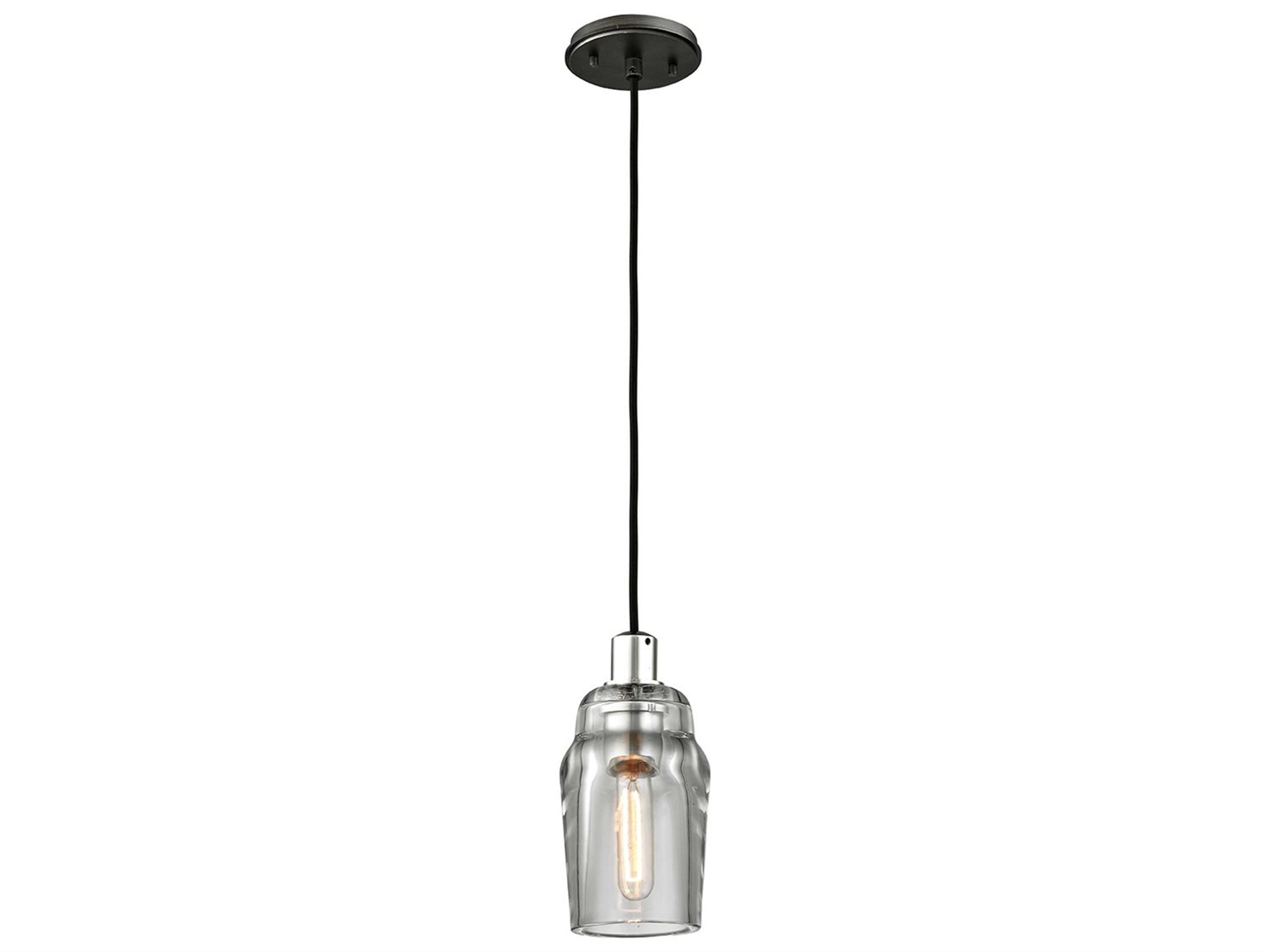 Citizen 1-Light Graphite Polished Nickel Gray Glass Cylinder Mini Pendant