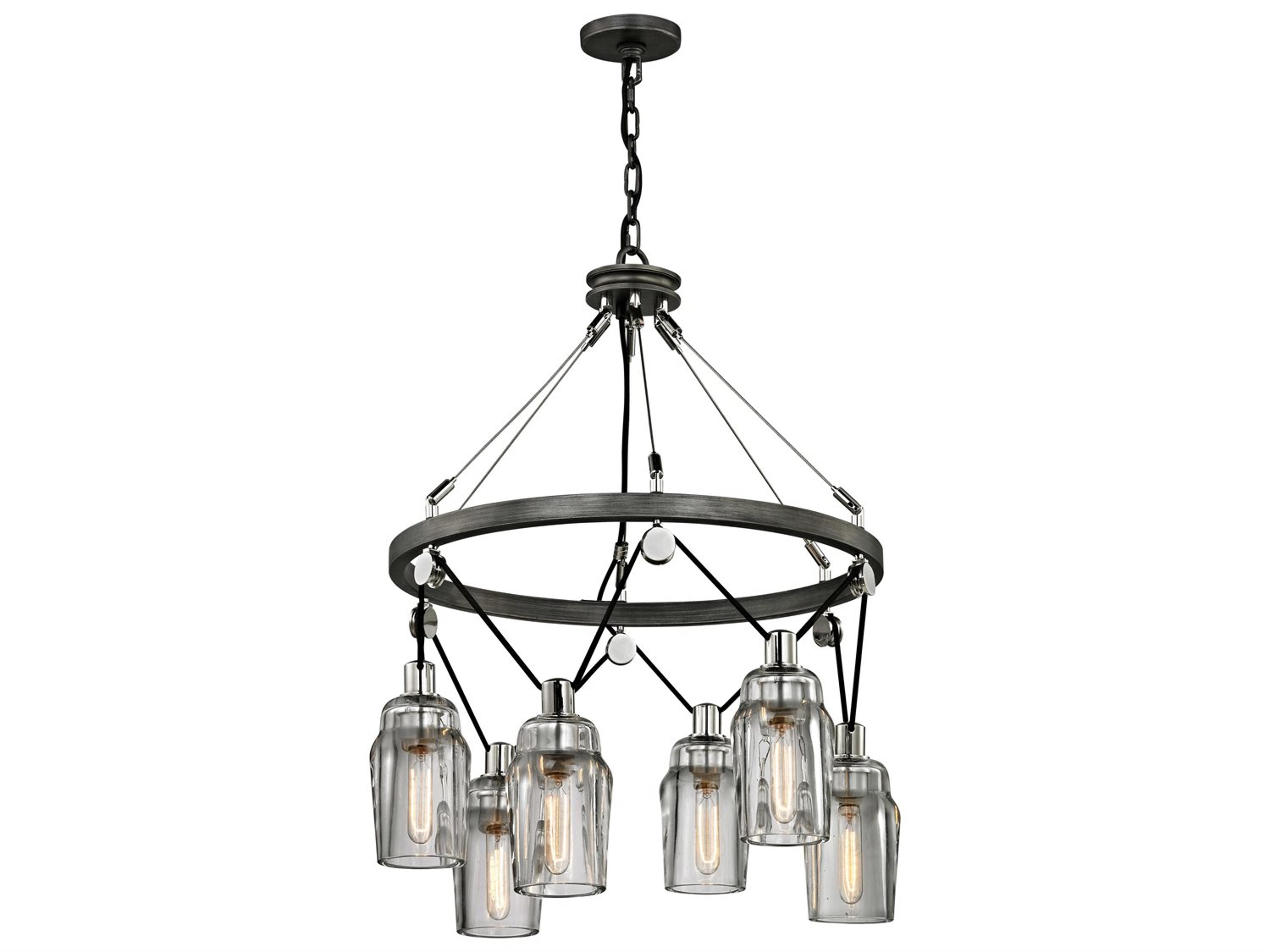 Citizen 6-Light Chandelier in Graphite and Polished Nickel