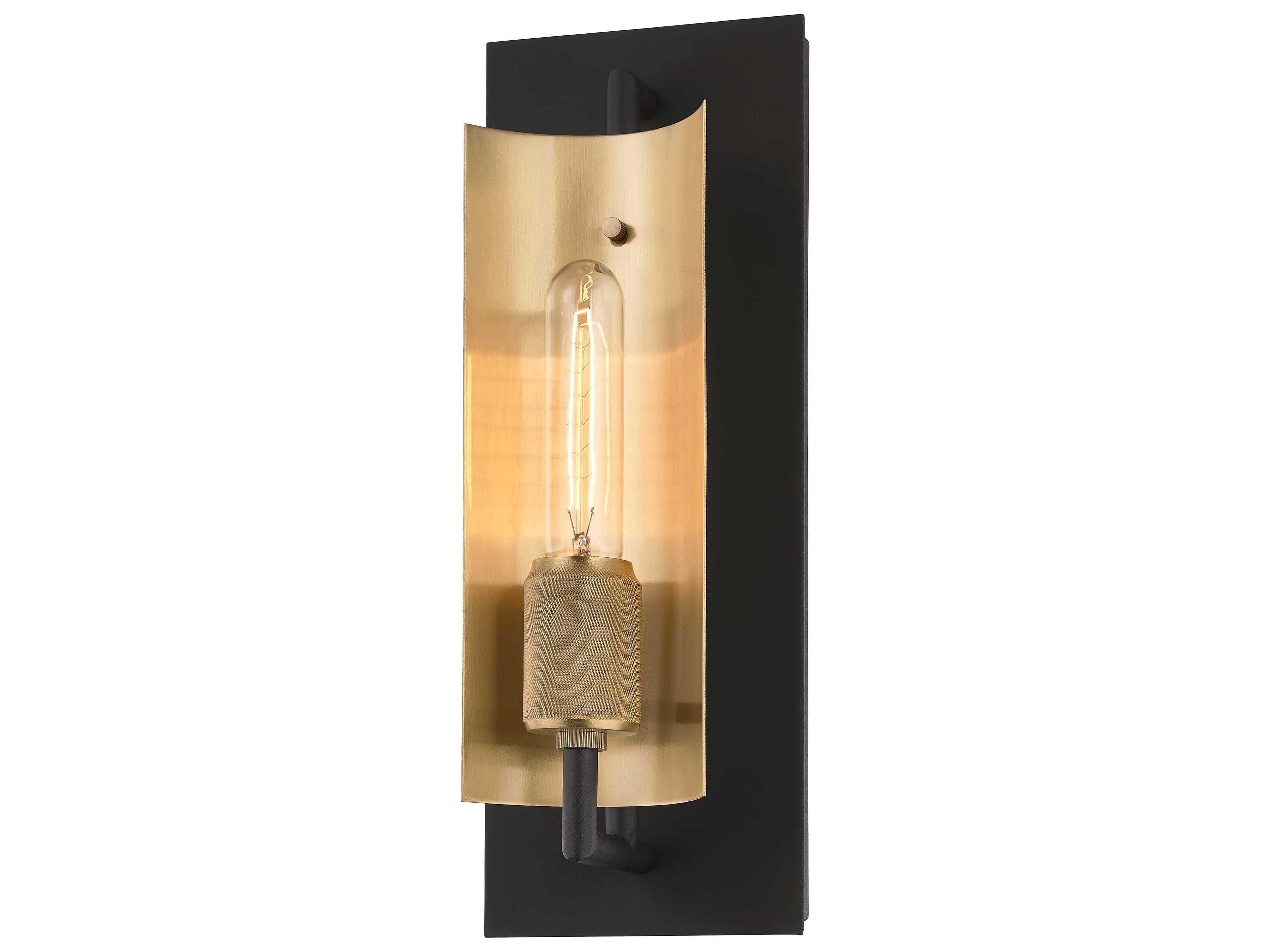 Emerson 1-Light Carbide Black Brushed Brass Wall Sconce