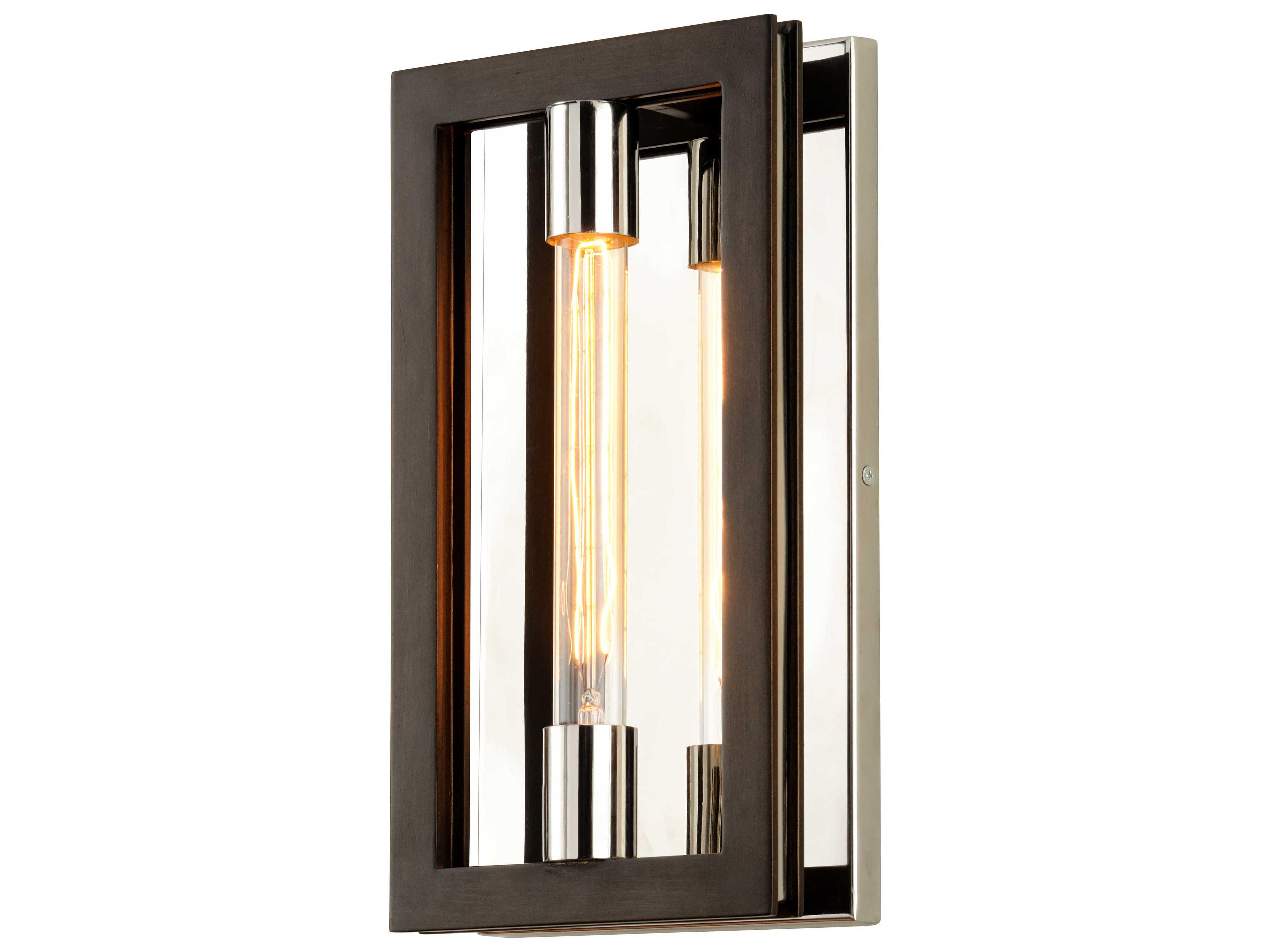 Enigma 1 Light Wall Sconce in Bronze and Polished Stainless