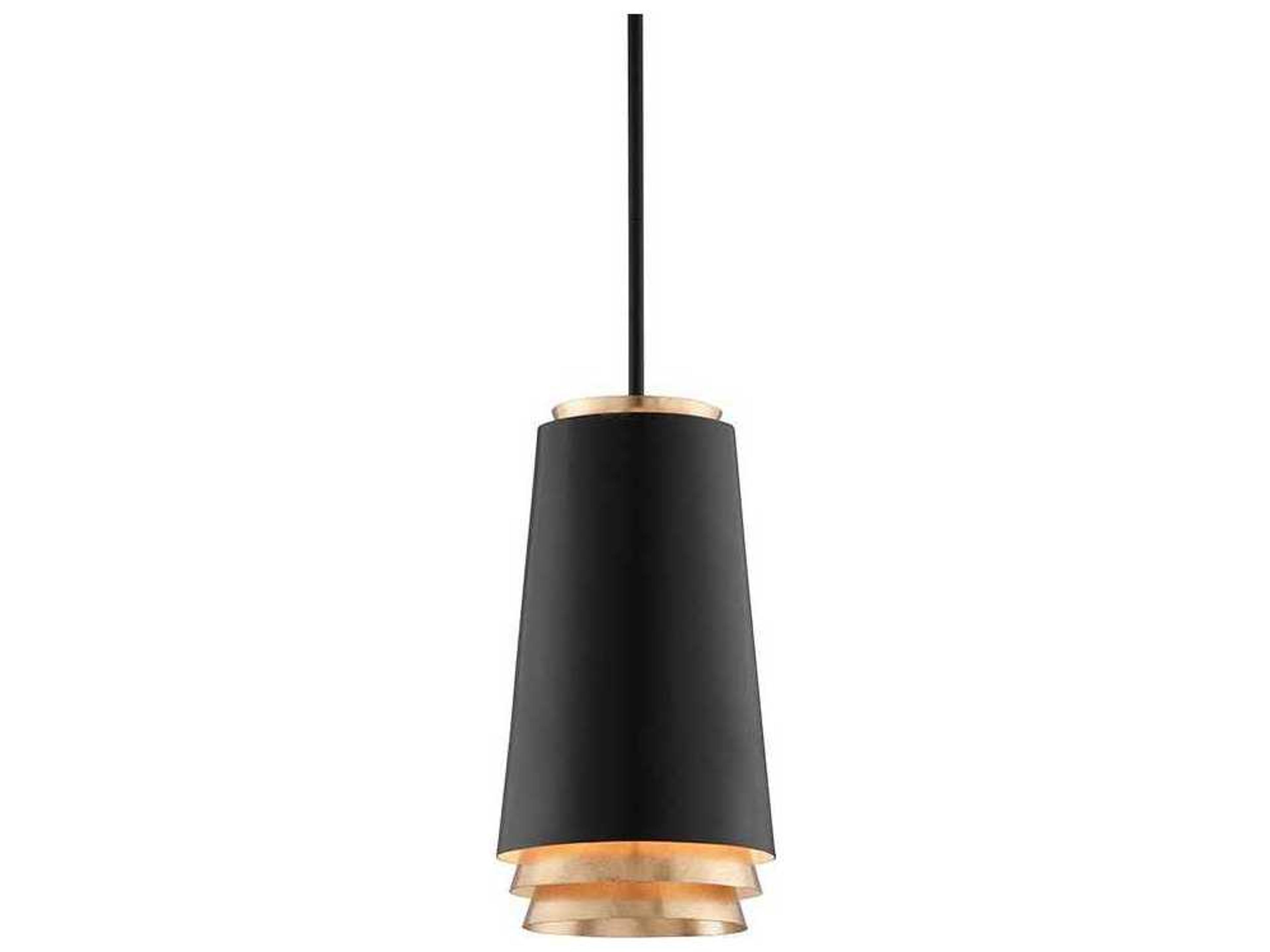 Troy Lighting Fahrenheit 1-Light Textured Black With Gold Leaf Accents LED Mini Pendant