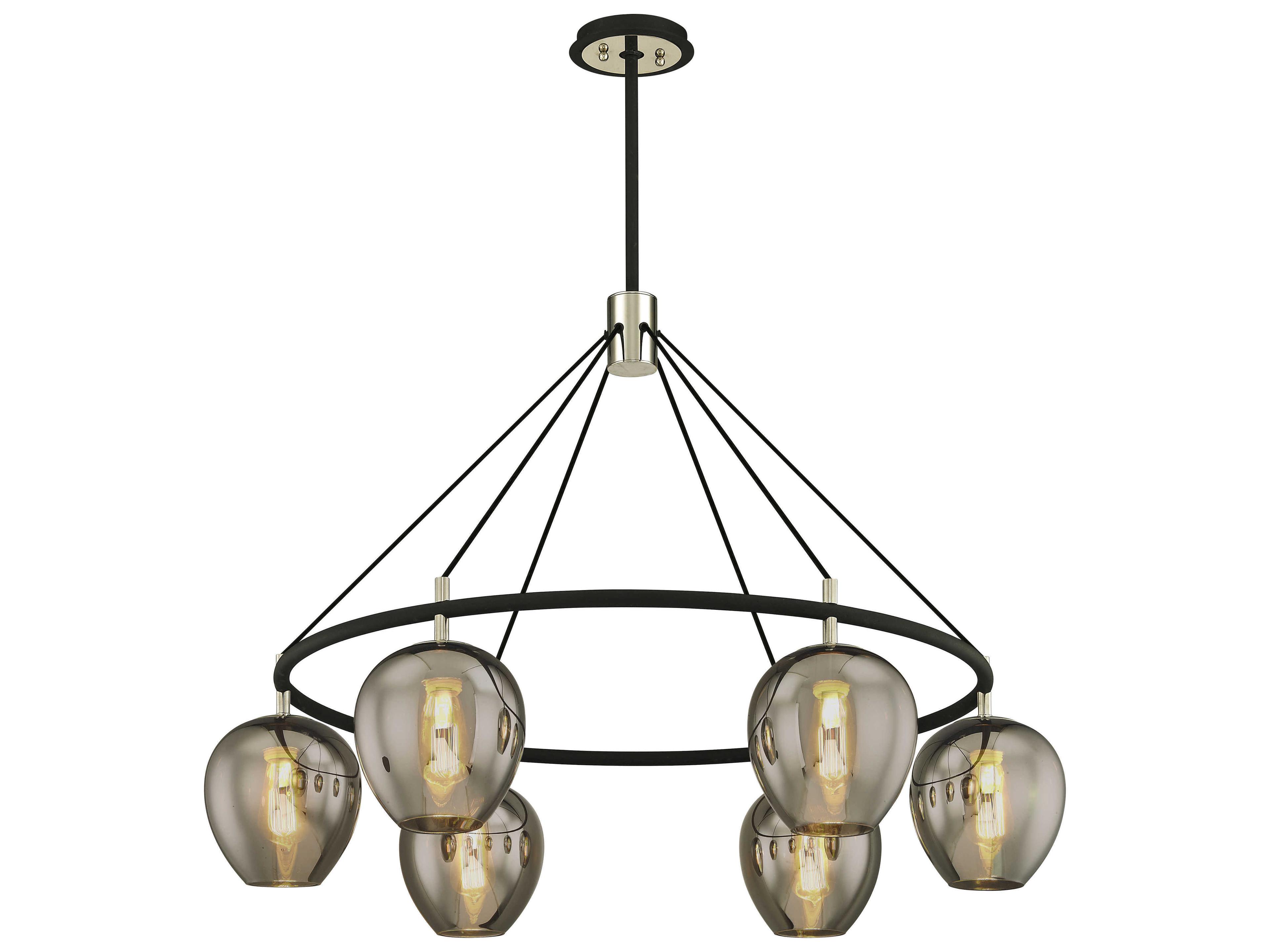 Iliad 6-Light Carbide Black Glass Globe Chandelier