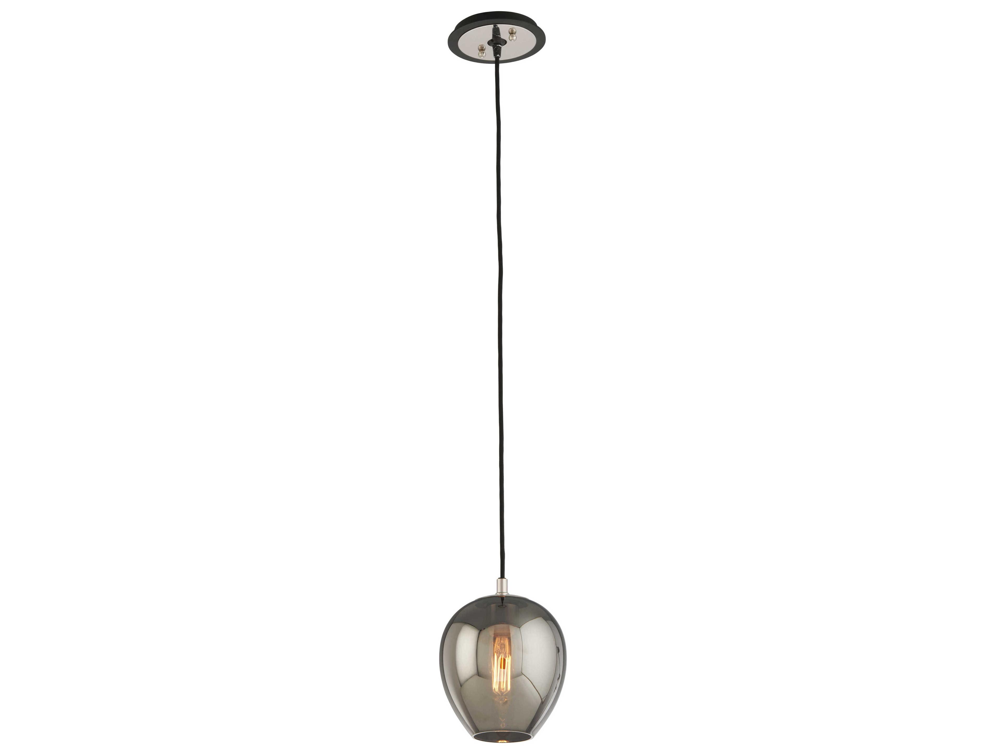Odyssey 1-Light Carbide Black And Polished Nickel Glass Globe Mini Pendant