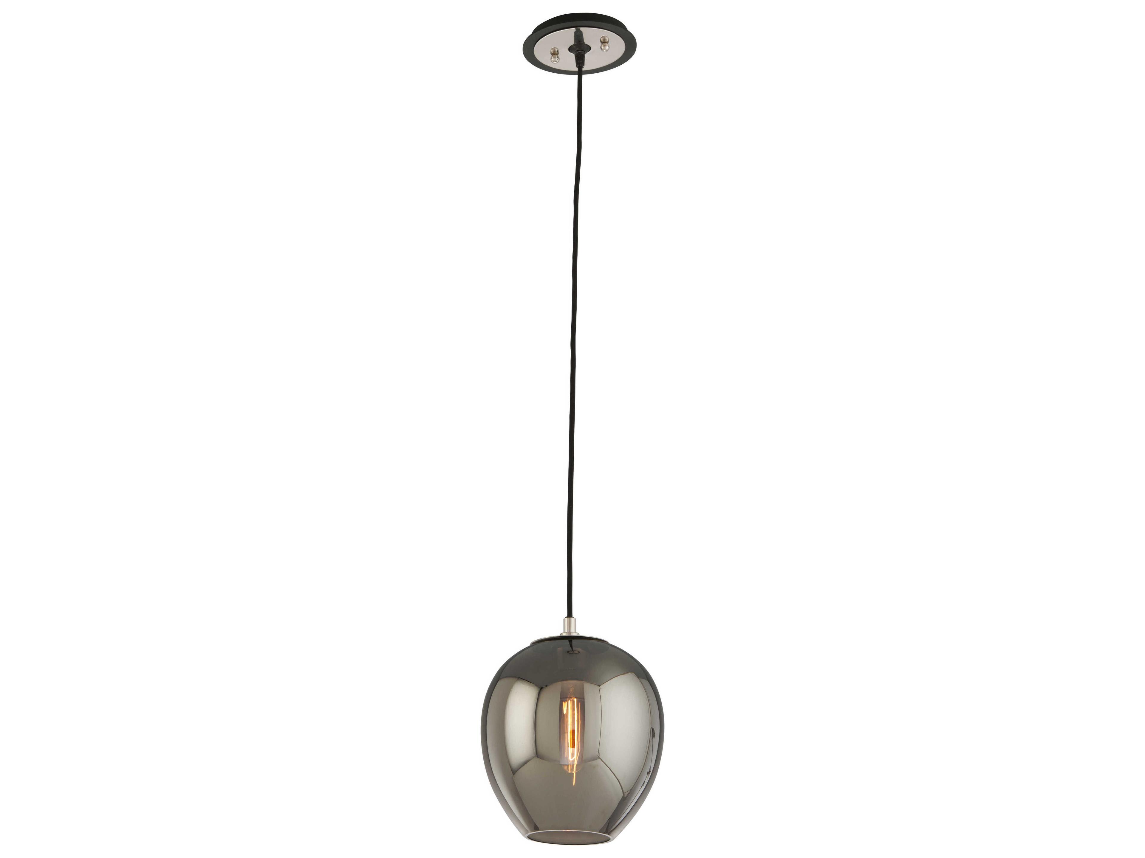 Odyssey 1-Light Carbide Black / Polished Nickel Glass Globe Mini Pendant