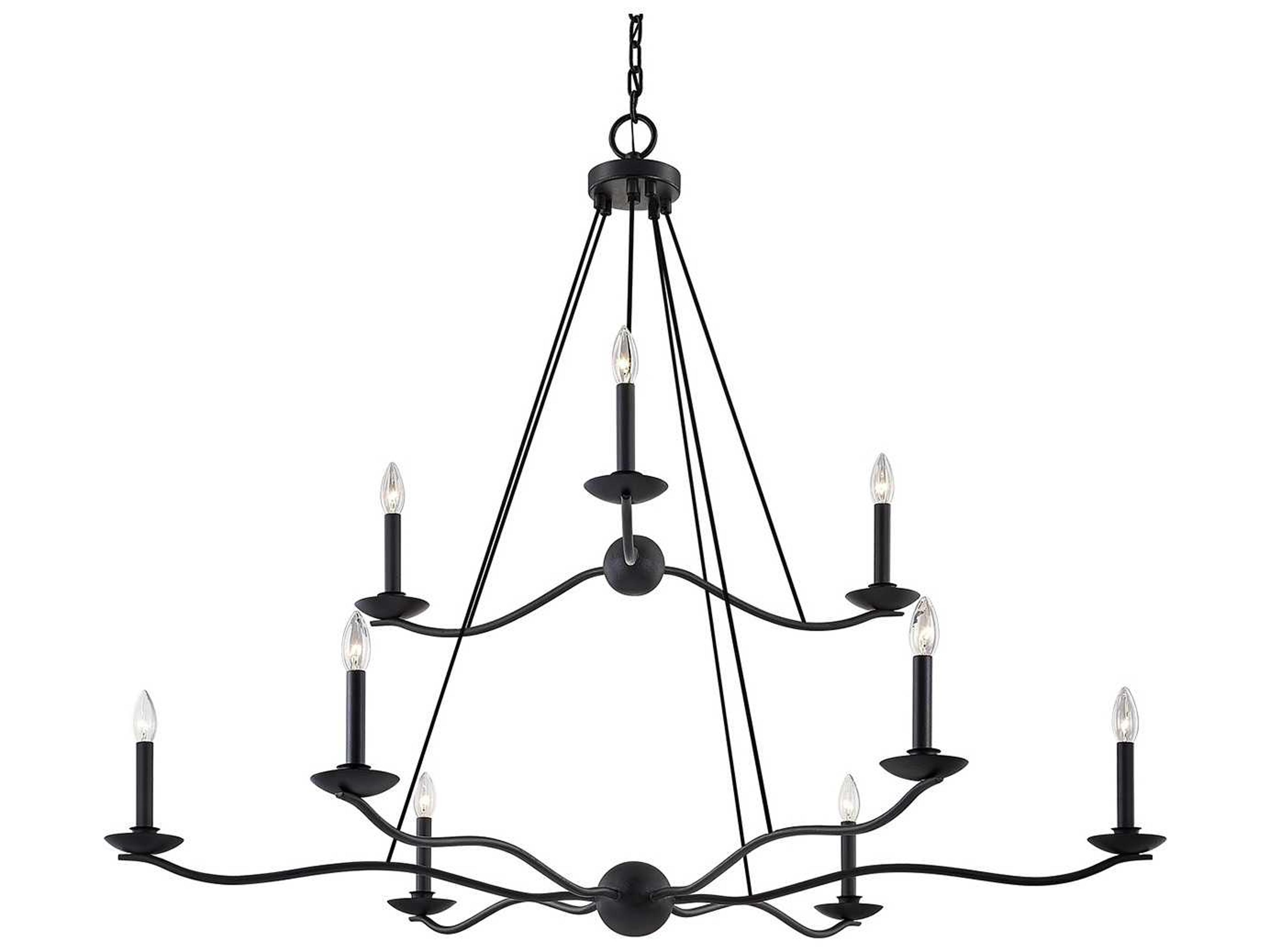 Troy Lighting Sawyer 9-Light Forged Iron Black Candelabra Chandelier