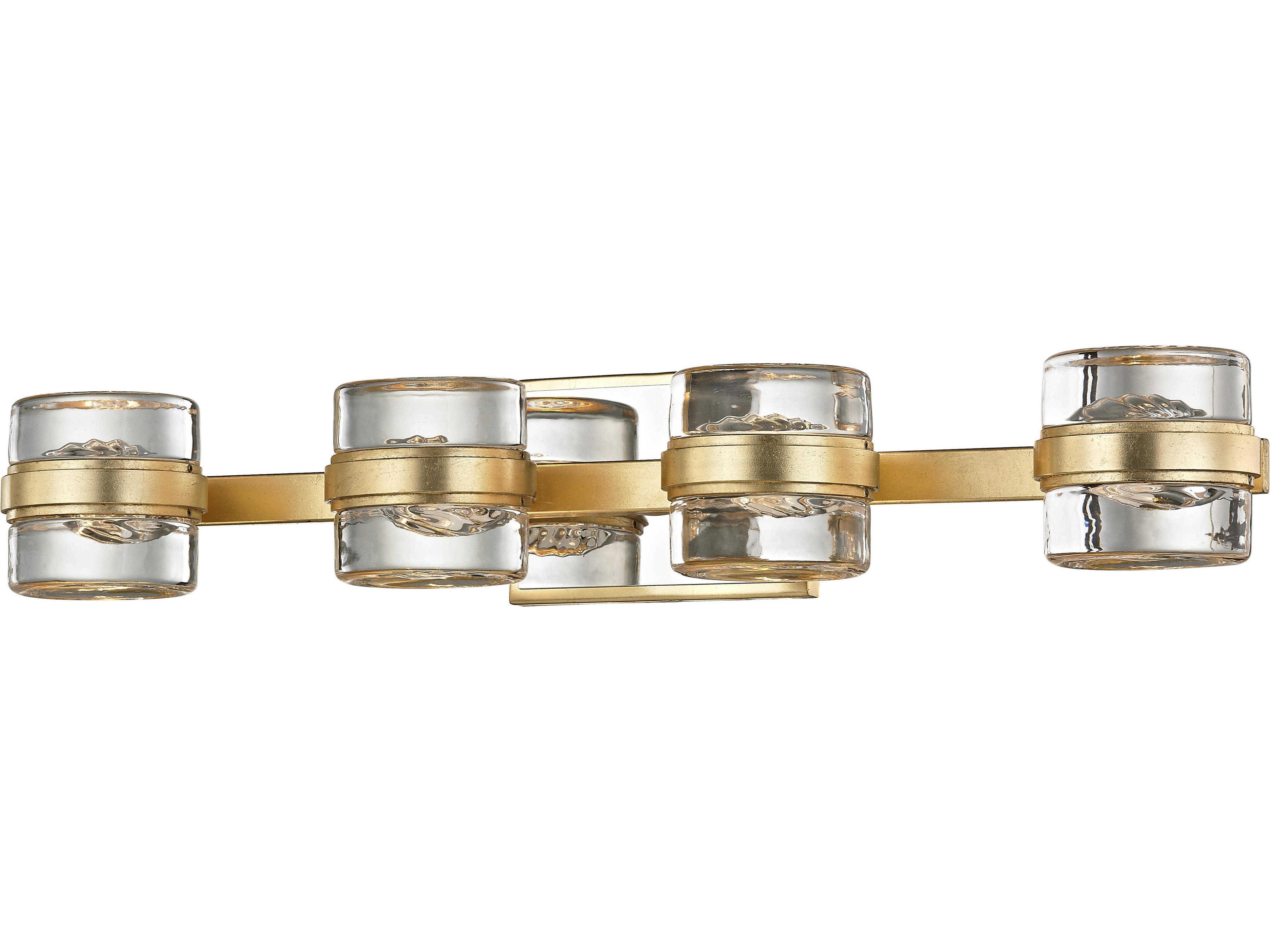 Splash 4-Light Gold Leaf Polished Chrome Glass LED Vanity Light